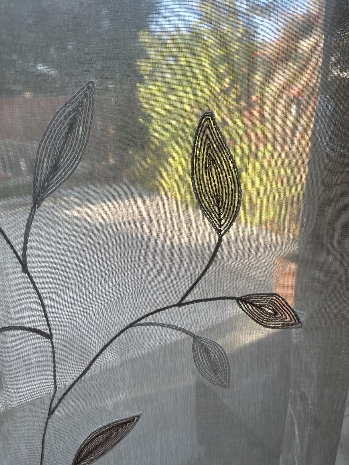 MIULEE Sage Green Sheer Curtains 2 Panels Leaf Patterned, W52 x L84 | Embroidered Floral Semi Sheer, Rod Pocket, Faux Linen, Short Window Curtains Drapes Set for Kitchen/Bathroom/Cafe customer photo 2