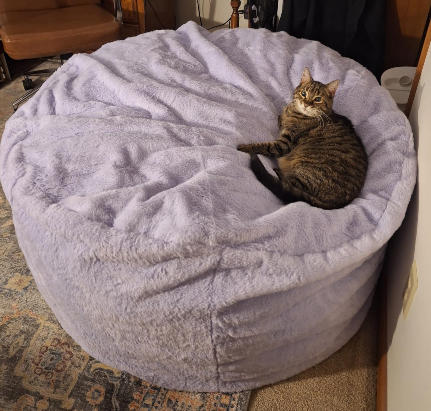 Hobestluk 3ft Bean Bag Chairs for Adults Large Beanbag Chair with Plush Faux Fur Cover Big Bean Bag Chair for Living Room Bedroom Dorm Office - Grey (36