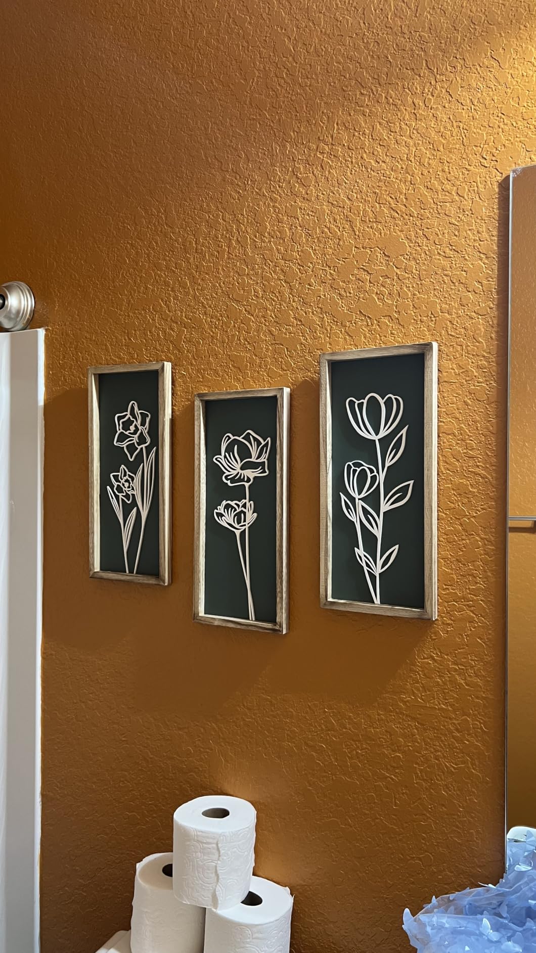 3D Wooden Floral Wall Decor (Set of 4) Lightweight, Ready-to-Hang Framed Wall Art For Living Room, Bedroom, or Office - Premium Boho Botanical Farmhouse Decorations customer photo 2