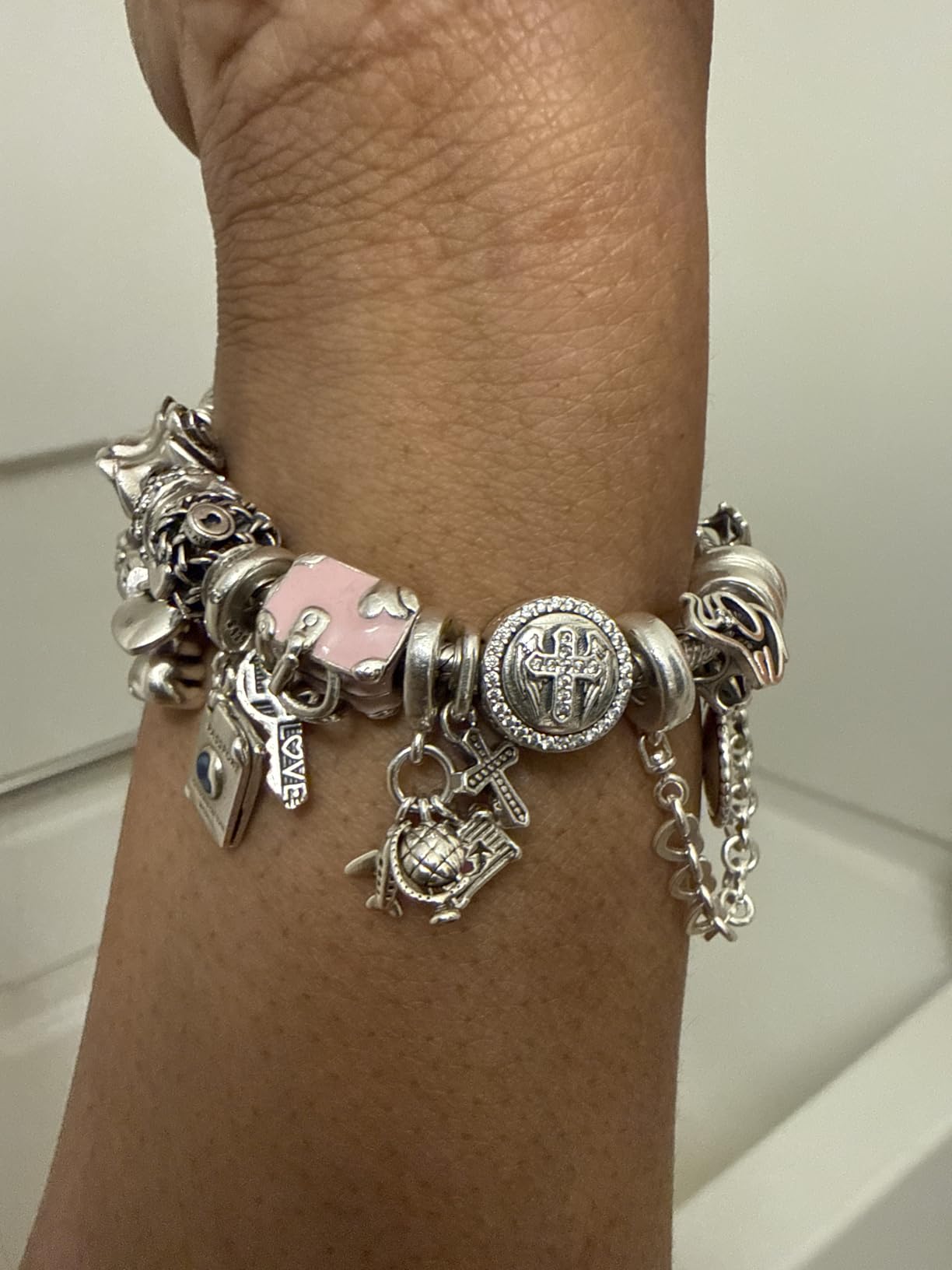 925 Sterling Silver Charms Fit Pandora Charms Bracelet God Has You In His Arms I Have You In My Heart Fit Wife Mother's Day Christmas Birthday Gift customer photo 1
