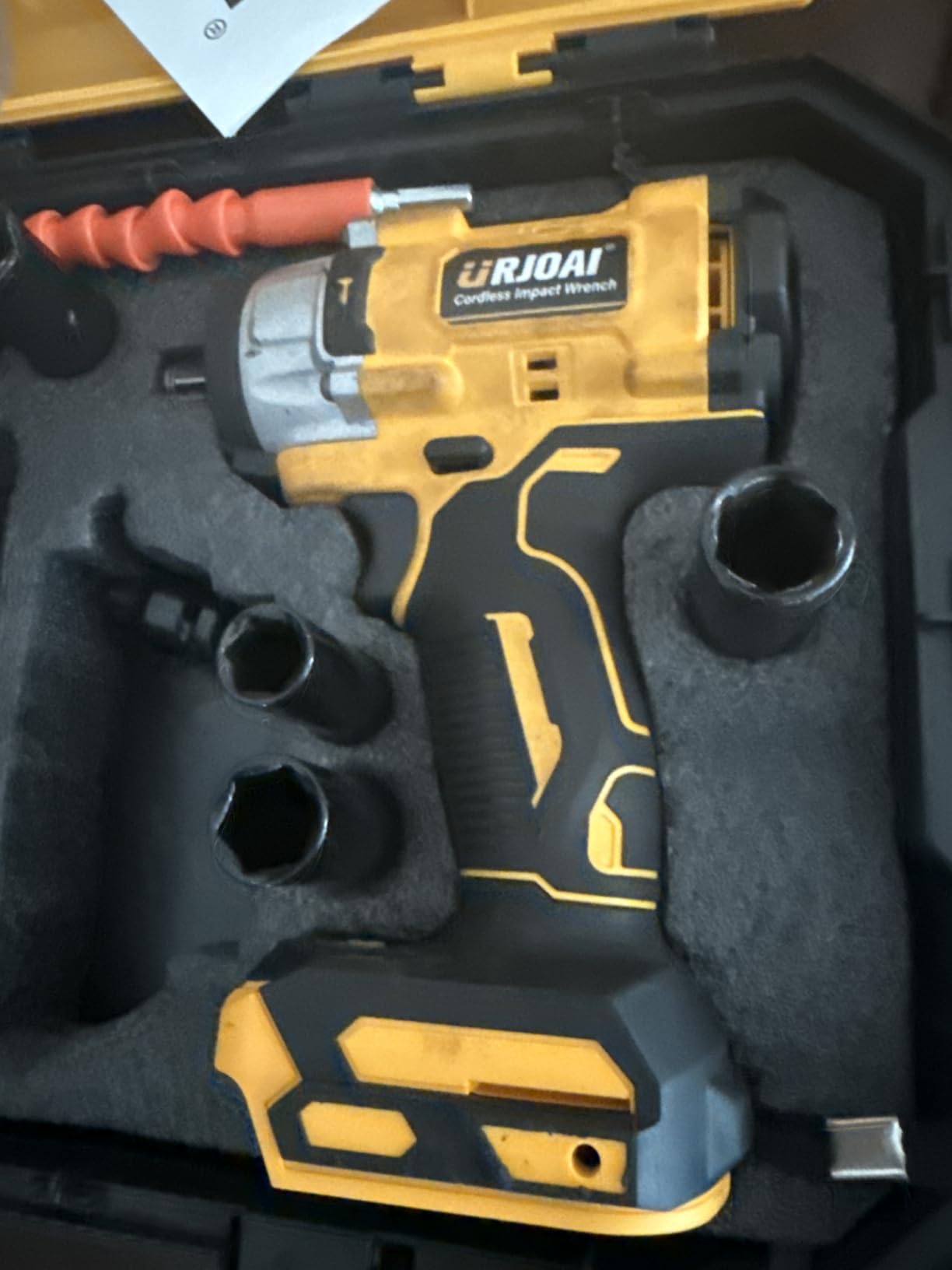 Urjoai Cordless Impact Wrench - 590Ft-lbs (800N.m) Brushless 1/2 inch, 3300RPM High Torque Impact Gun, 2x 4.0Ah Battery, Charger & 7 Sockets, Electric Impact Wrench for Car Home customer photo 1