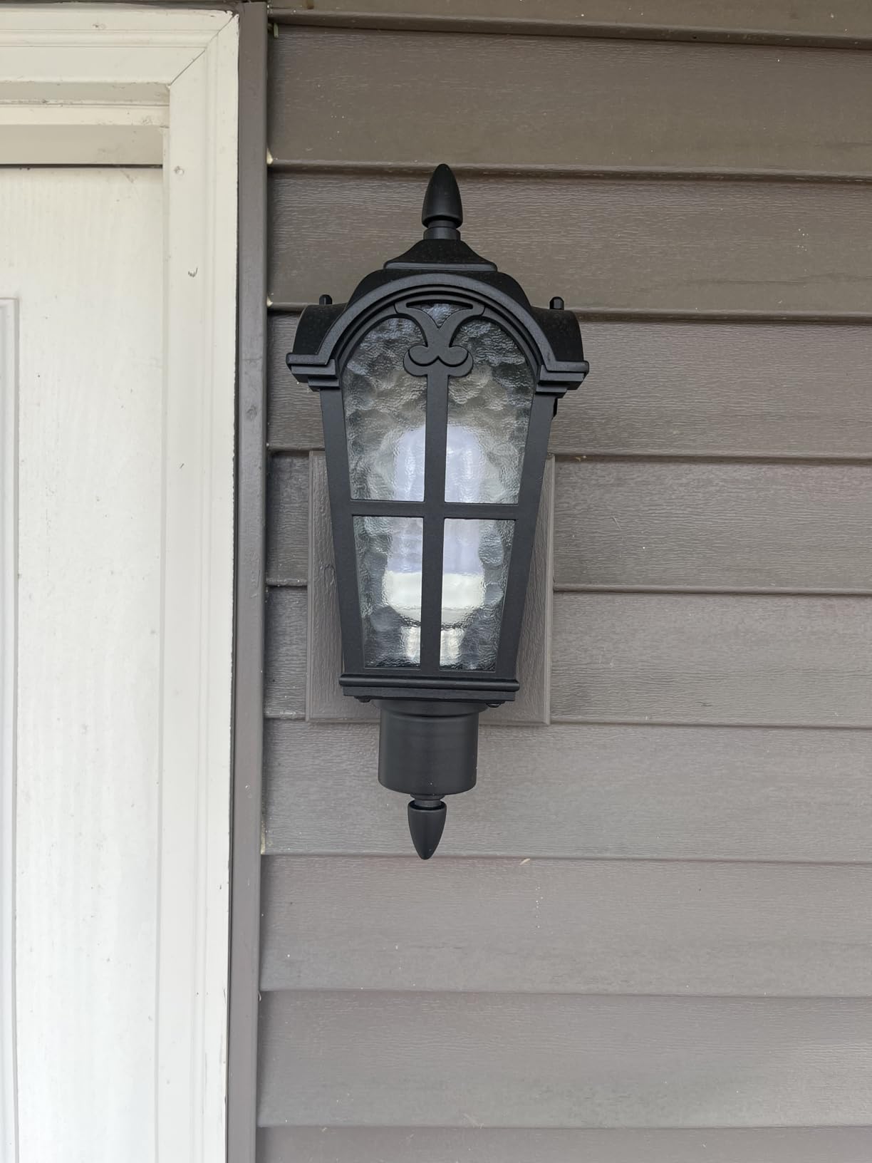 16'' Large Outdoor Wall Light Fixture, Exterior Wall Lantern Sconce | Waterproof, Rust-resistant, Matte Black, Water Ripple Glass, Quick & Easy Installation, Retro & Traditional customer photo 2