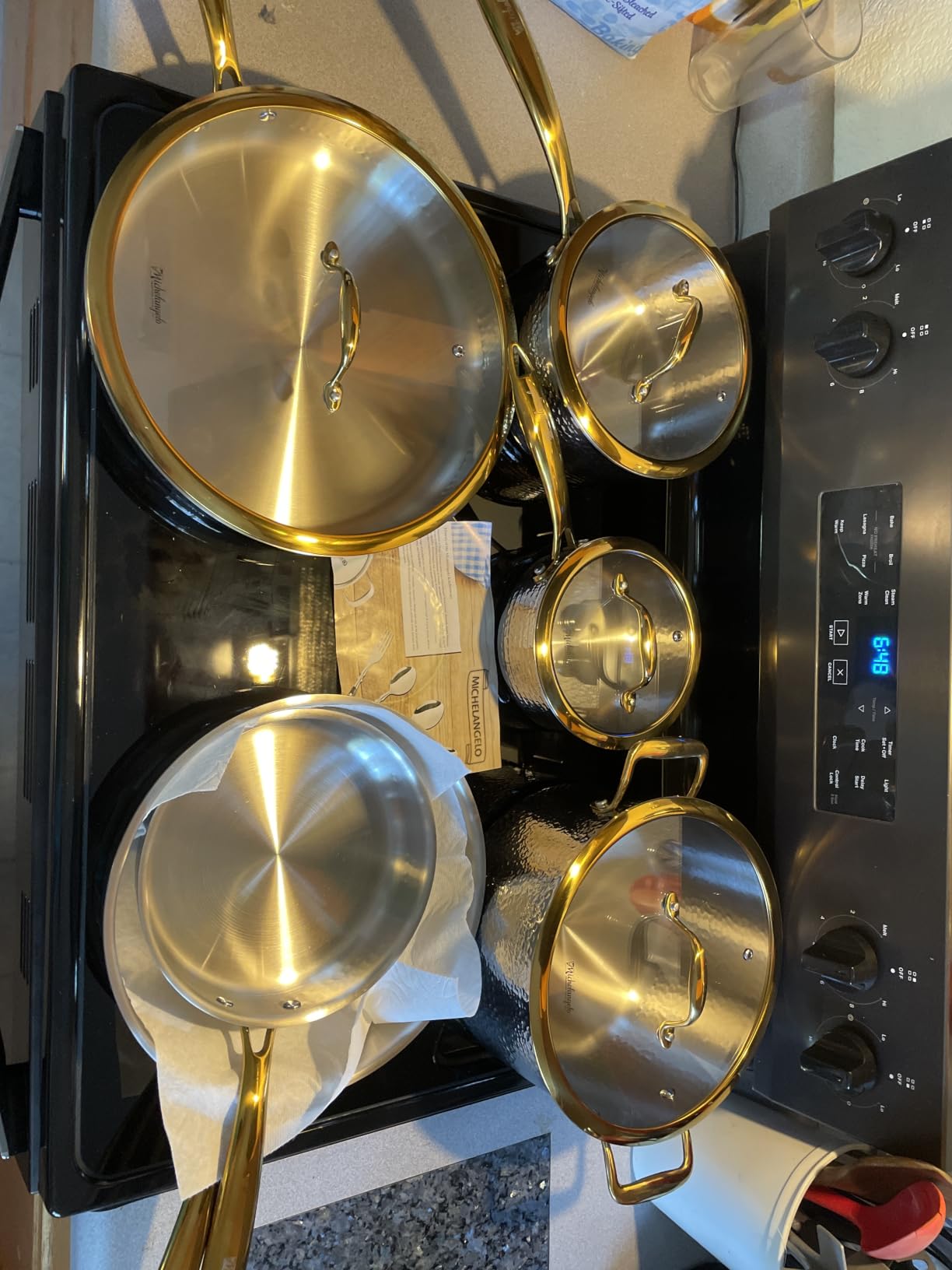 Michelangelo Triply Stainless Steel Pots and Pans Set, 10-Piece Hammered Stainless Steel Cookware Set with Golden Handle, Premium Induction Kitchen Cookware, Oven Safe customer photo 1