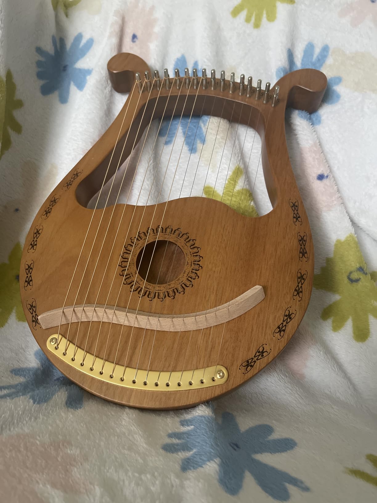 Lyre Harp, 16 Strings Mahogany Wood Lyre Harp with Extra Strings, Picks, Tuning Lever, Black Gig Bag, Beginner's Manual for Lyre customer photo 1