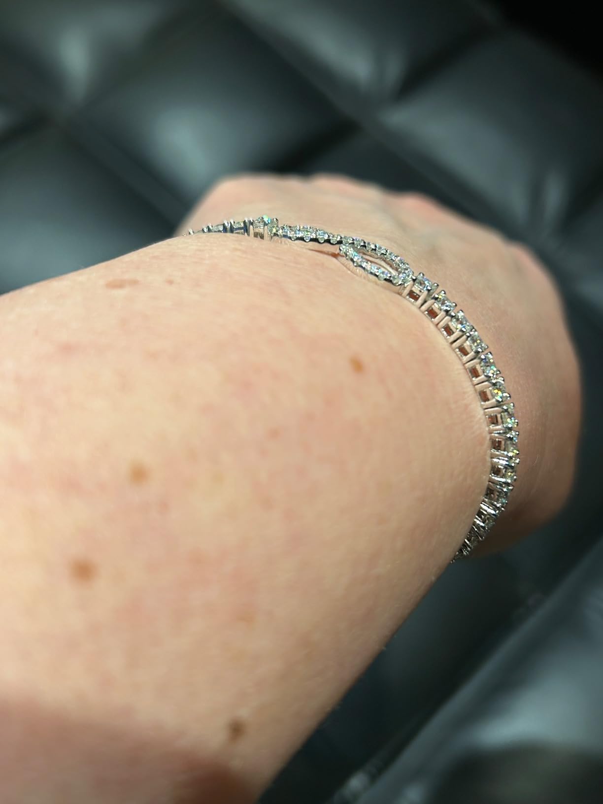 Moissanite Infinity Bracelet, Lab Created Diamond Bracelets for Women, S925 Sterling Silver, 3-5MM Width, 4-9.5inches, 18K Gold Vermeil Adjustable Tennis Bracelets - Birthday Gifts for Women Wife Her customer photo 1