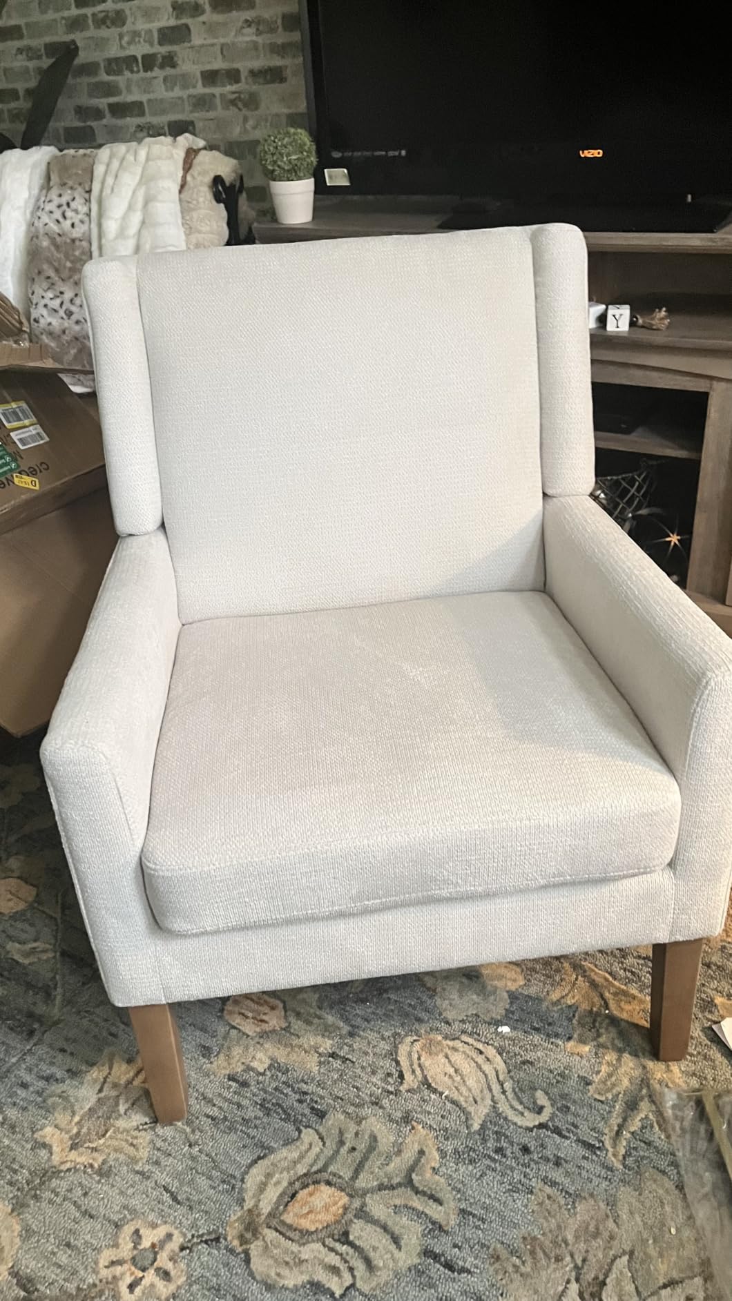 COLAMY Modern Wingback Living Room Chair Set of 2, Upholstered Fabric Accent Armchair customer photo 2