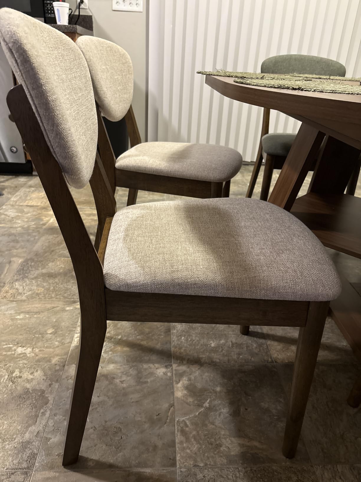 Best Choice Products Dining Chairs Set of 2, Mid-Century Modern Upholstered Wood, Armless w/Seat Cushion, Padded Backrest - Walnut/Olive customer photo 1