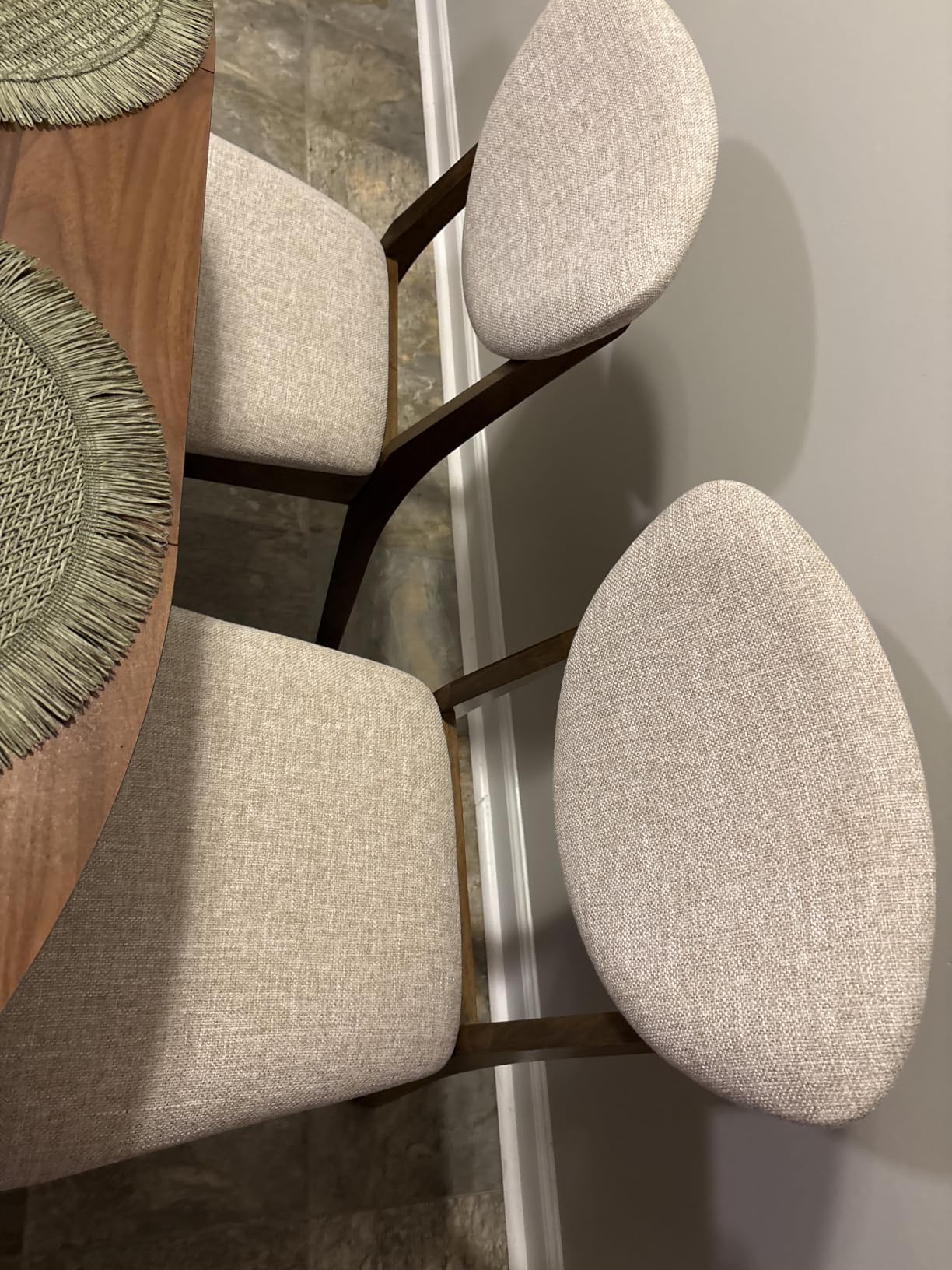 Best Choice Products Dining Chairs Set of 2, Mid-Century Modern Upholstered Wood, Armless w/Seat Cushion, Padded Backrest - Walnut/Olive customer photo 2