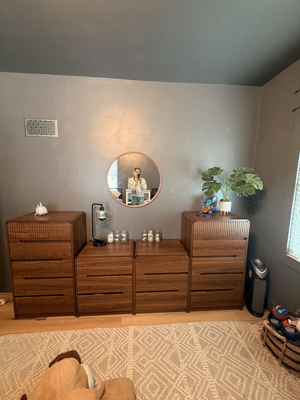White Dresser for Bedroom Wood 6 Drawer Modern High Gloss | 47