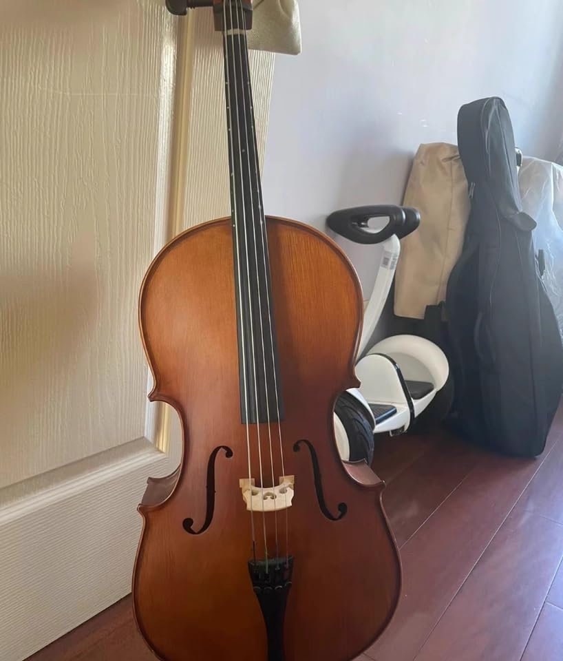 Full Size Cello Kit, Acoustic Cello Instrument for Adults,Students,Beginners,Complete Cello 4/4 Set with Portable Bag, Bow, Rosin, Matte Wood Color customer photo 2