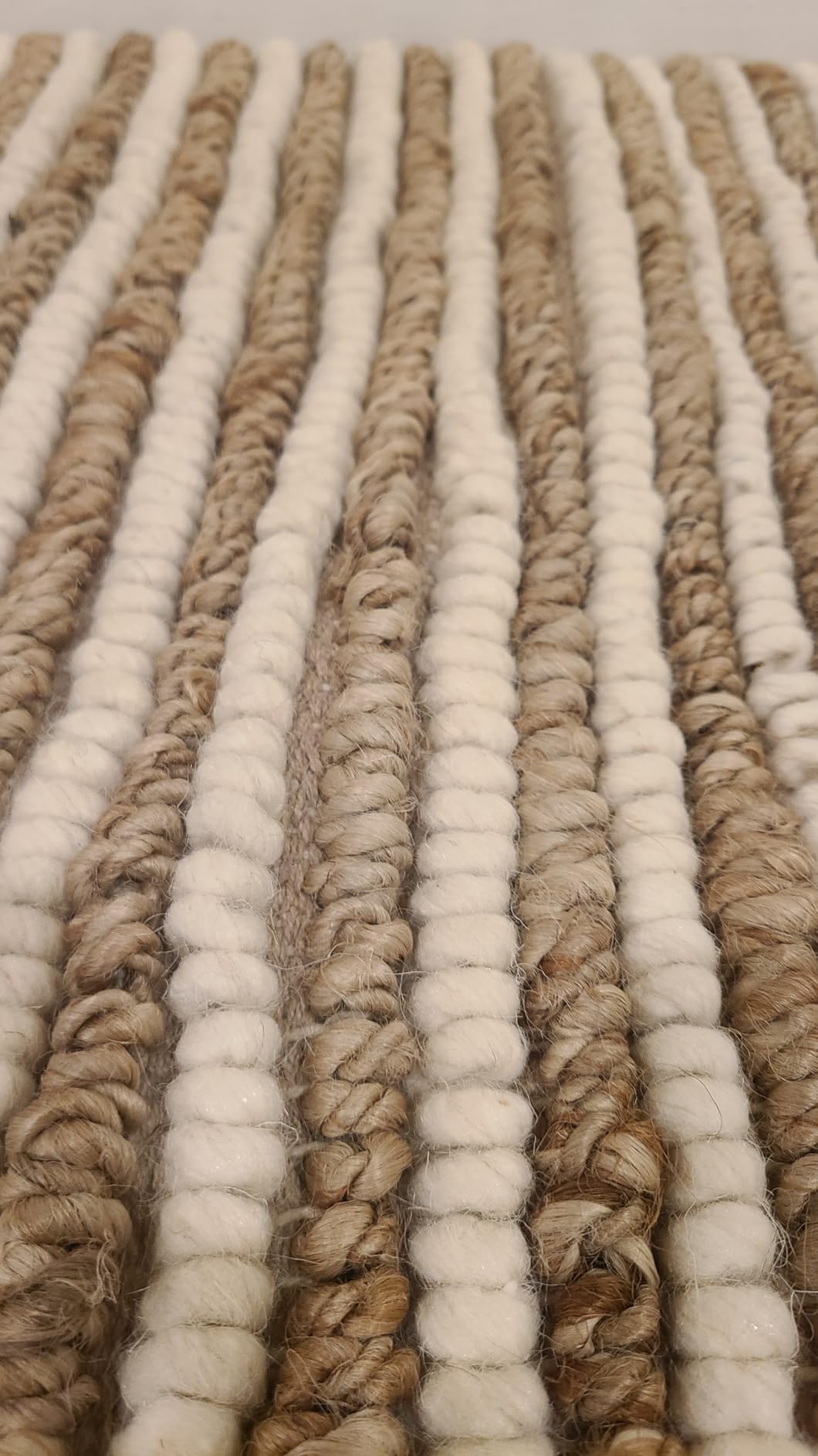 FRELISH DECOR Area Rug 9x12 feet - Premium Wool and Jute Blend Handwoven Rugs - Natural Fiber Chunky Stripe Rugs for Living Room, Bedroom, Hallways, Dining Area: Natural Ivory customer photo 1