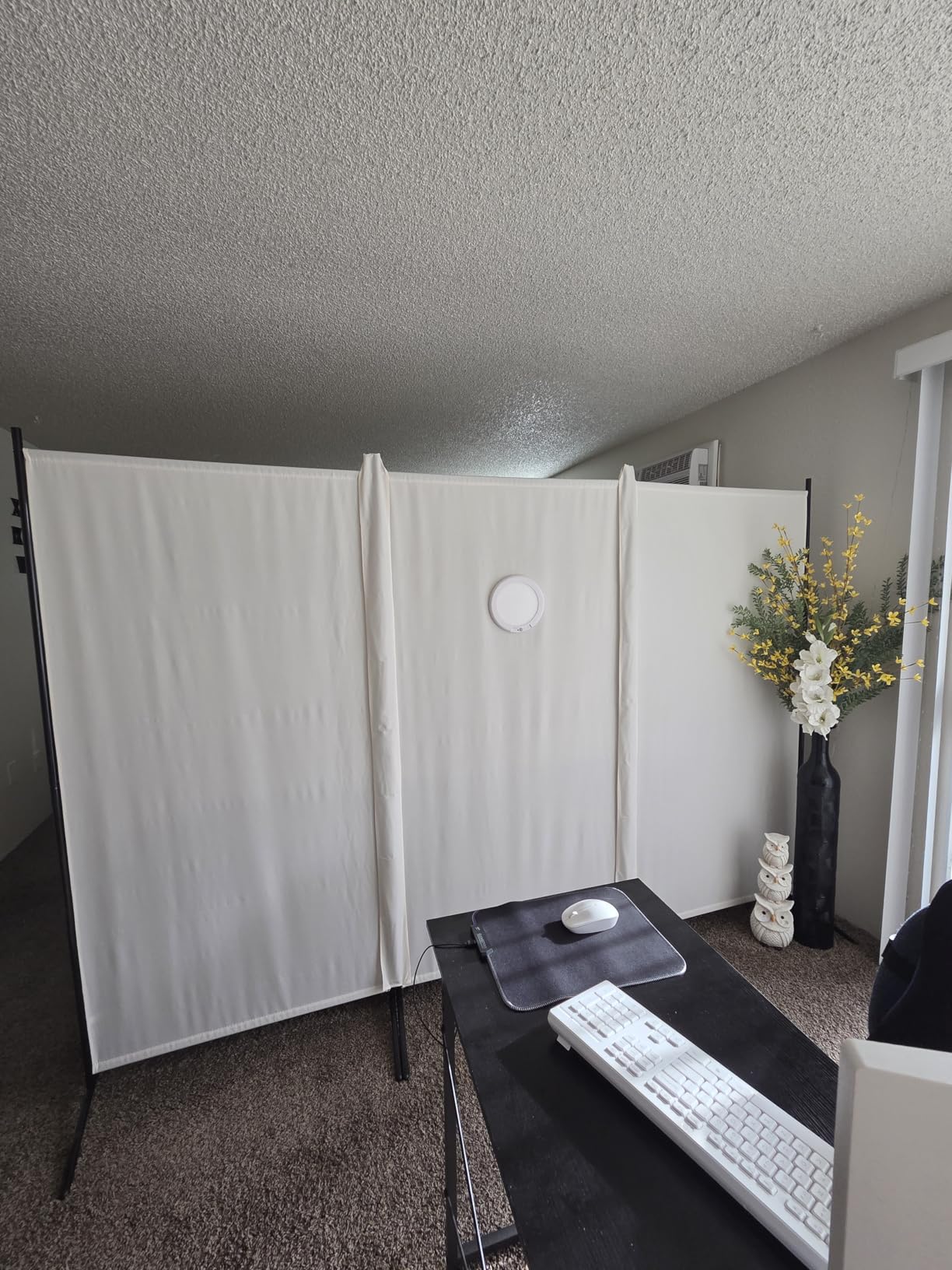 Kokorona 4 Panel Room Divider, 6FT Tall Folding Privacy Screen Wall Dividers, Portable Privacy Screen Freestanding Room Divider for Room Separation, Included - Cover Strips, Grey, 88''W x 71''H customer photo 1