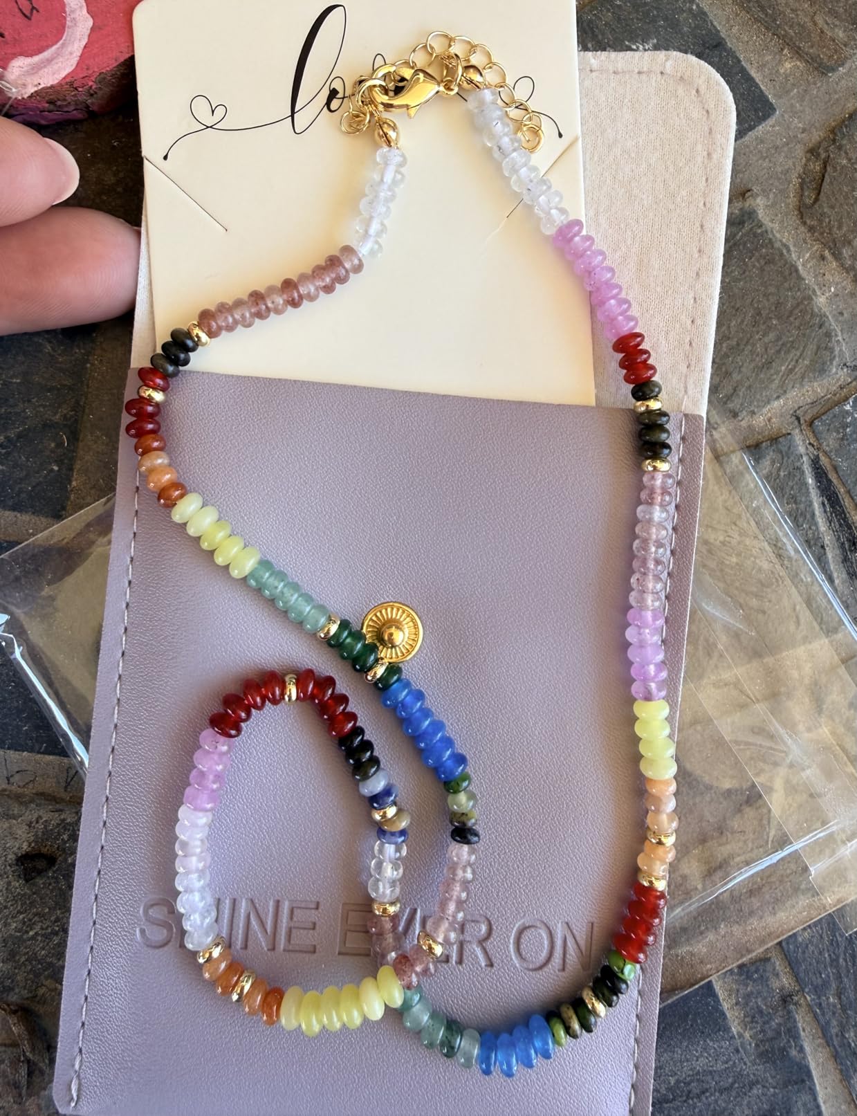 KELORIS PATH Beaded Necklace for Women, Colorful Gemstone Choker for Summer | 14K Gold Plated Chain, Natural Stone Handmade Adjustable Bead Necklace for Women, Waterproof Trendy Jewelry Gifts customer photo 2