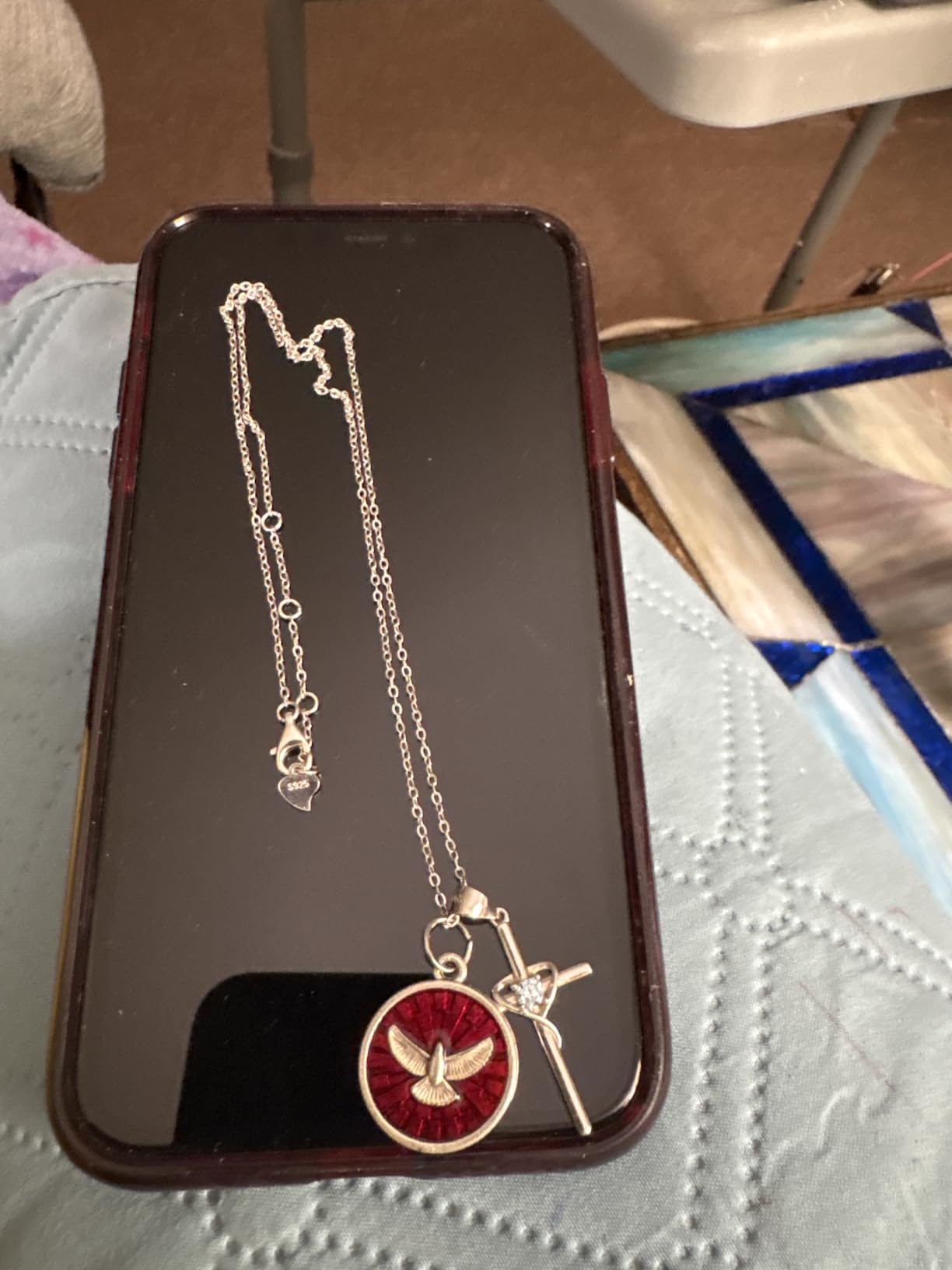 Cross Necklace for Women, 925 Sterling Silver Birthstone Necklace, 5A CZ Cross Heart Pendant with Adjustable Chain, 16+2 Inches customer photo 1