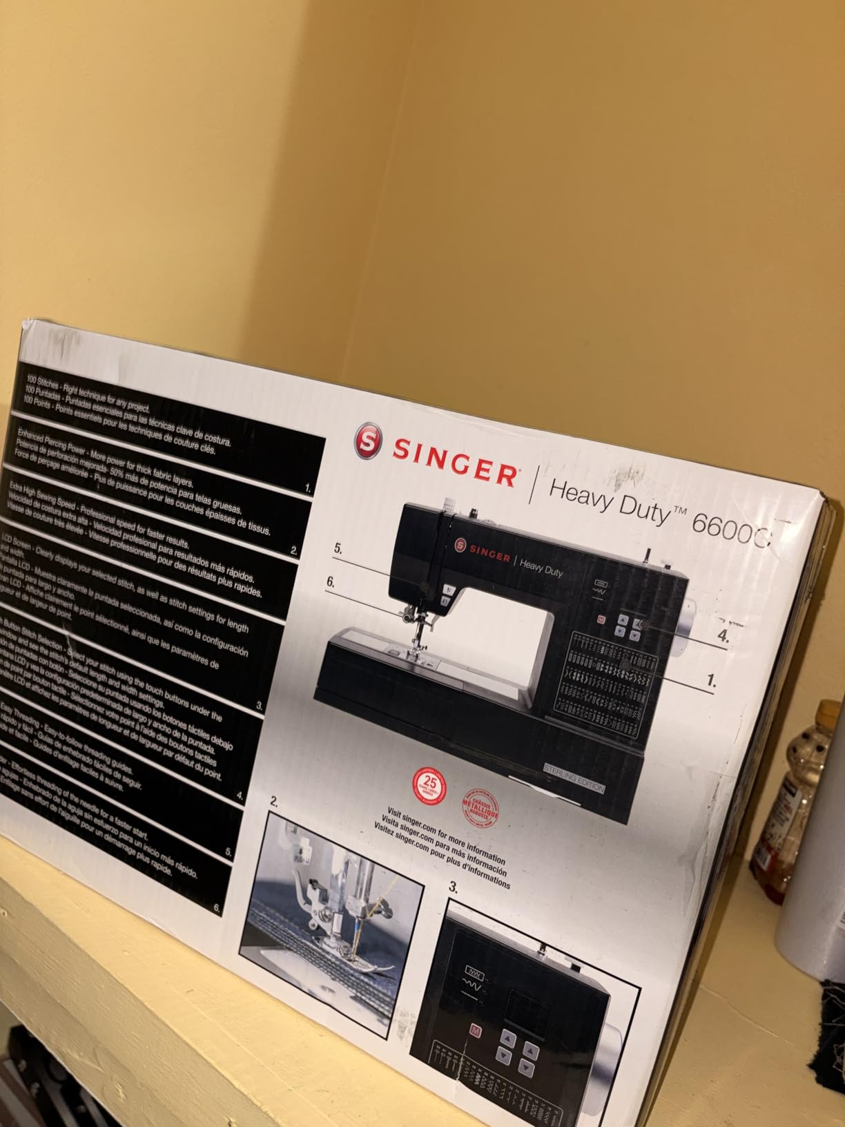 SINGER Heavy Duty 6600C Computerized Sewing Machine, 215 Stitch Applications, 6 One-Step Buttonholes, LCD Screen, Metal Frame, 1100 Stitches per Minute customer photo 1