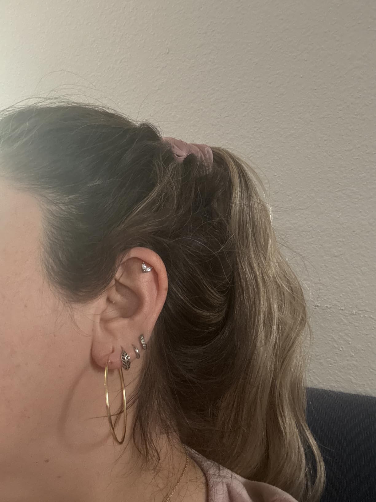Gold Hoop Earrings for Women, 14K Gold Earrings for Women, Dainty Gold Vermeil Endless Thin Hoops, 14K Gold Plated 925 Sterling Silver, 35/45/55mm customer photo 2