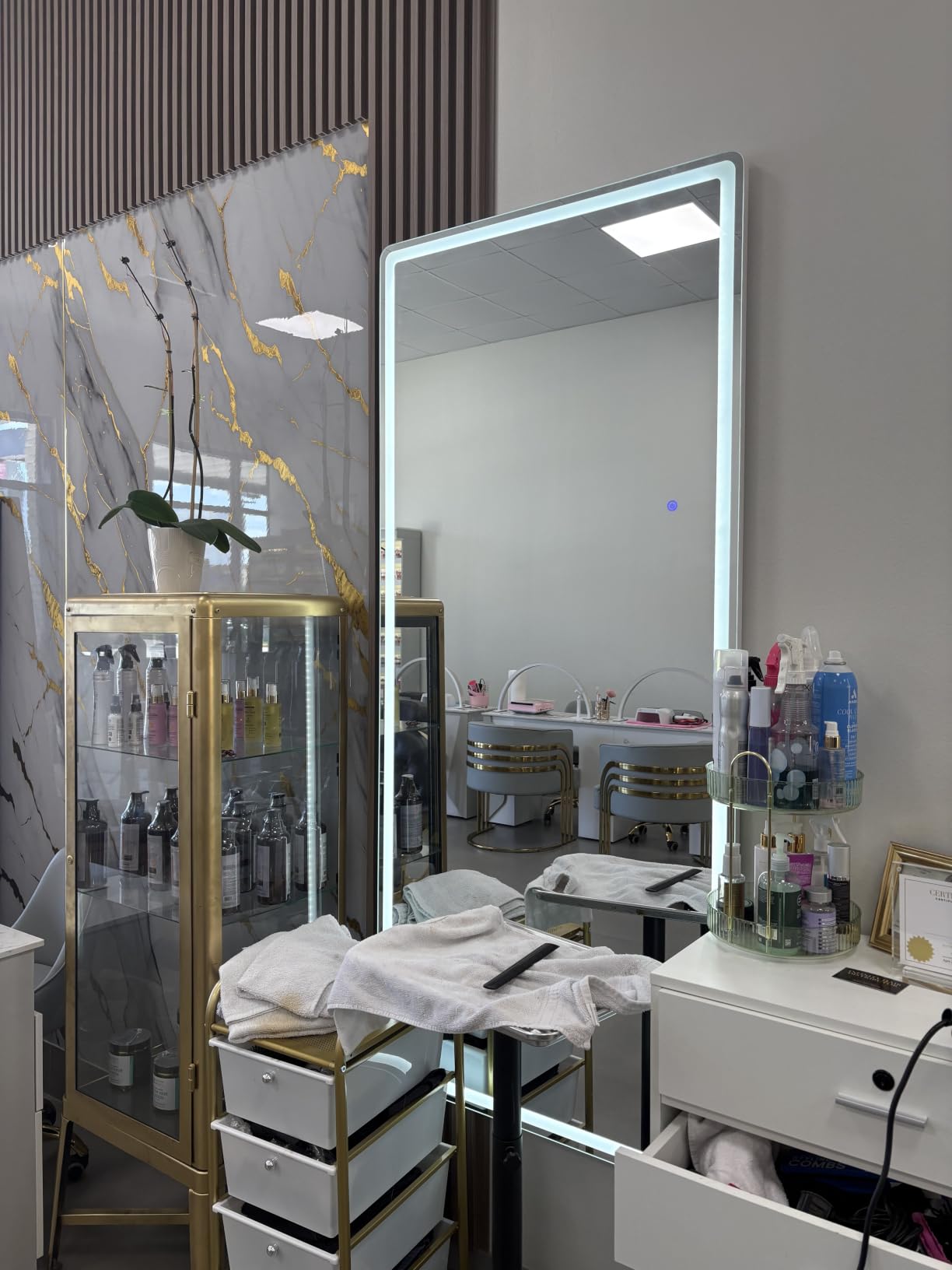 34x76 inch Full Length Mirror with Lights, LED Full Body Mirrors | Stepless Dimmable 3 Color Lighting Floor Standing/Hanging/Leaning/Wall Mounted Vanity Mirror for Bedroom Cloakroom (Rect) customer photo 2