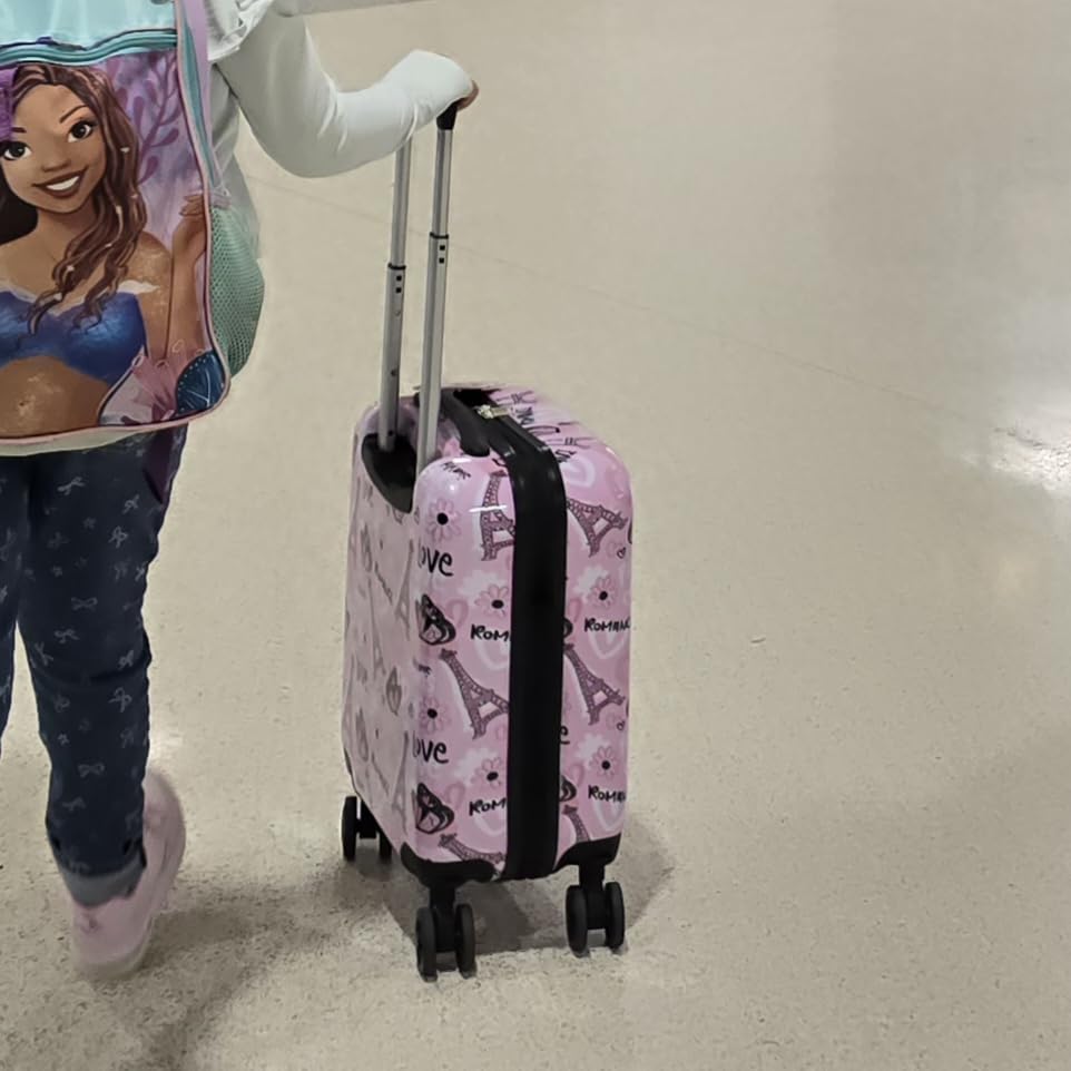 Kid's Luggage Set 2 Piece Suitcase Set Hardside Luggage with Spinner Wheels Girls Carry on Toddler Travel Rolling Suitcase with Neck Pillow Airline Approved customer photo 2