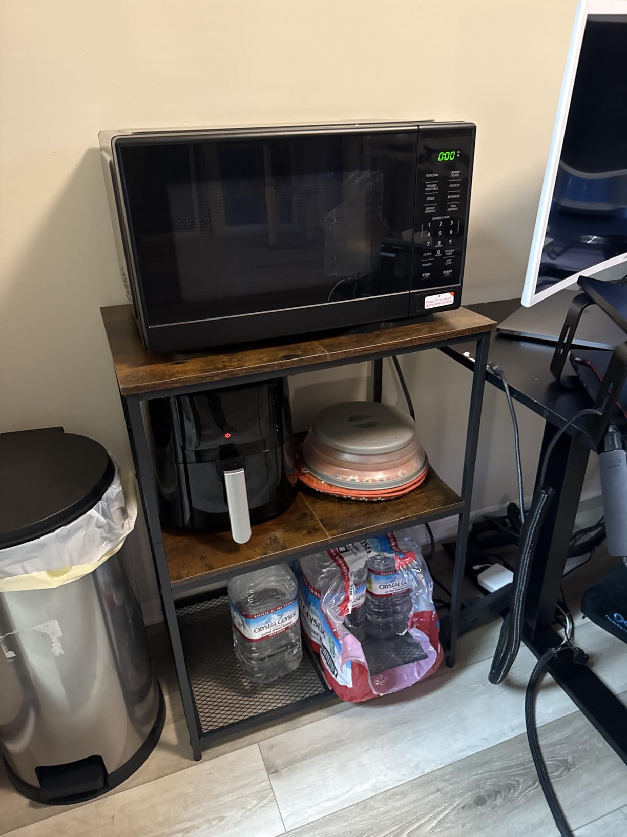 Homleke Kitchen Island with 3 Shelves, Workbench, Metal Frame, Kitchen Shelf with Large Wooden Workstation, Bakers Rack, Industrial, Rustic Brown and Black customer photo 2