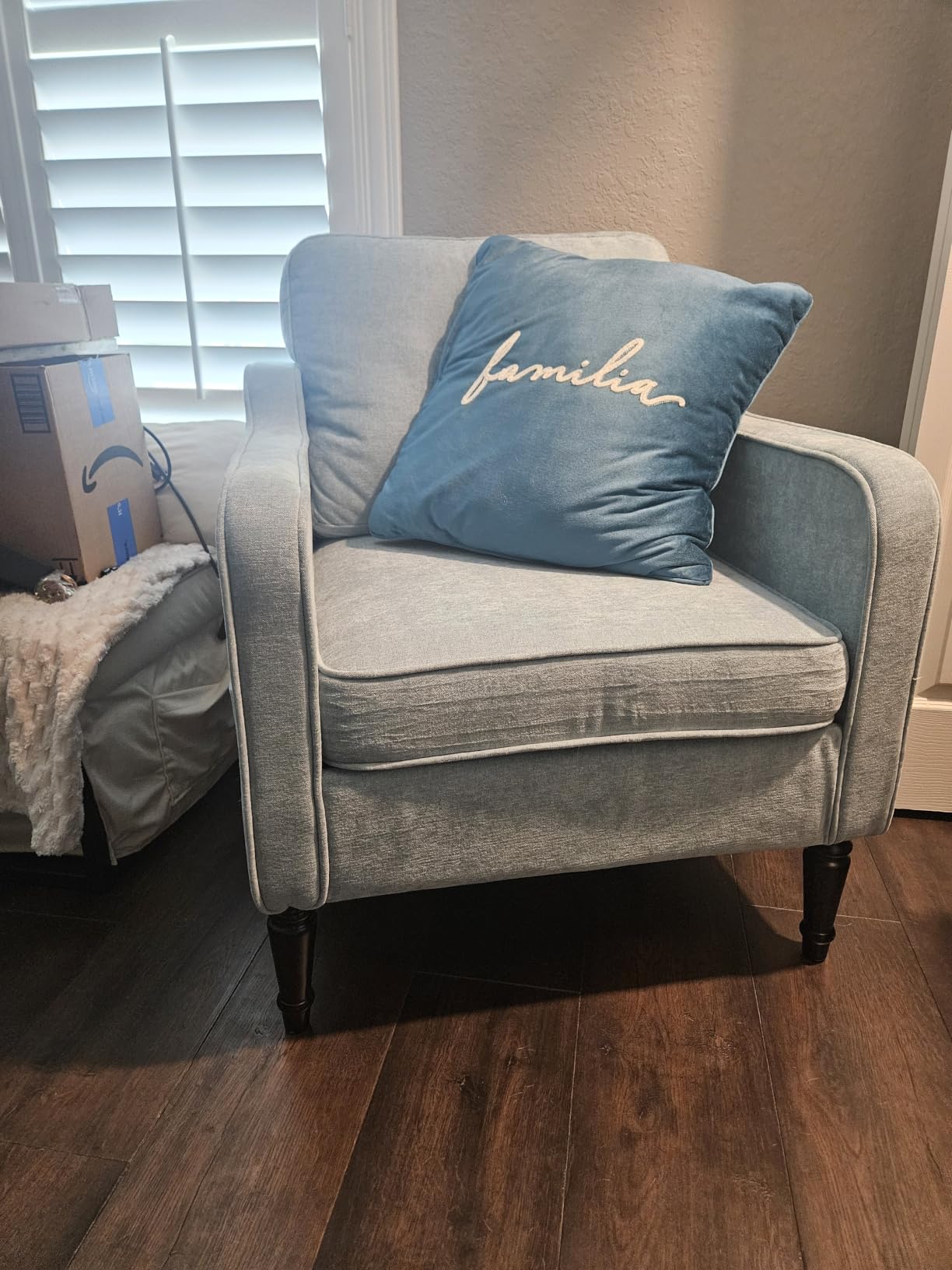 Accent Chair for Living Room, Mid Century Modern Reading Chair for Bedroom, Upholstered Armchair with Side Pockets, Comfy Single Sofa Side Chair for Office, Apartment, Small Room, Teal Green customer photo 1