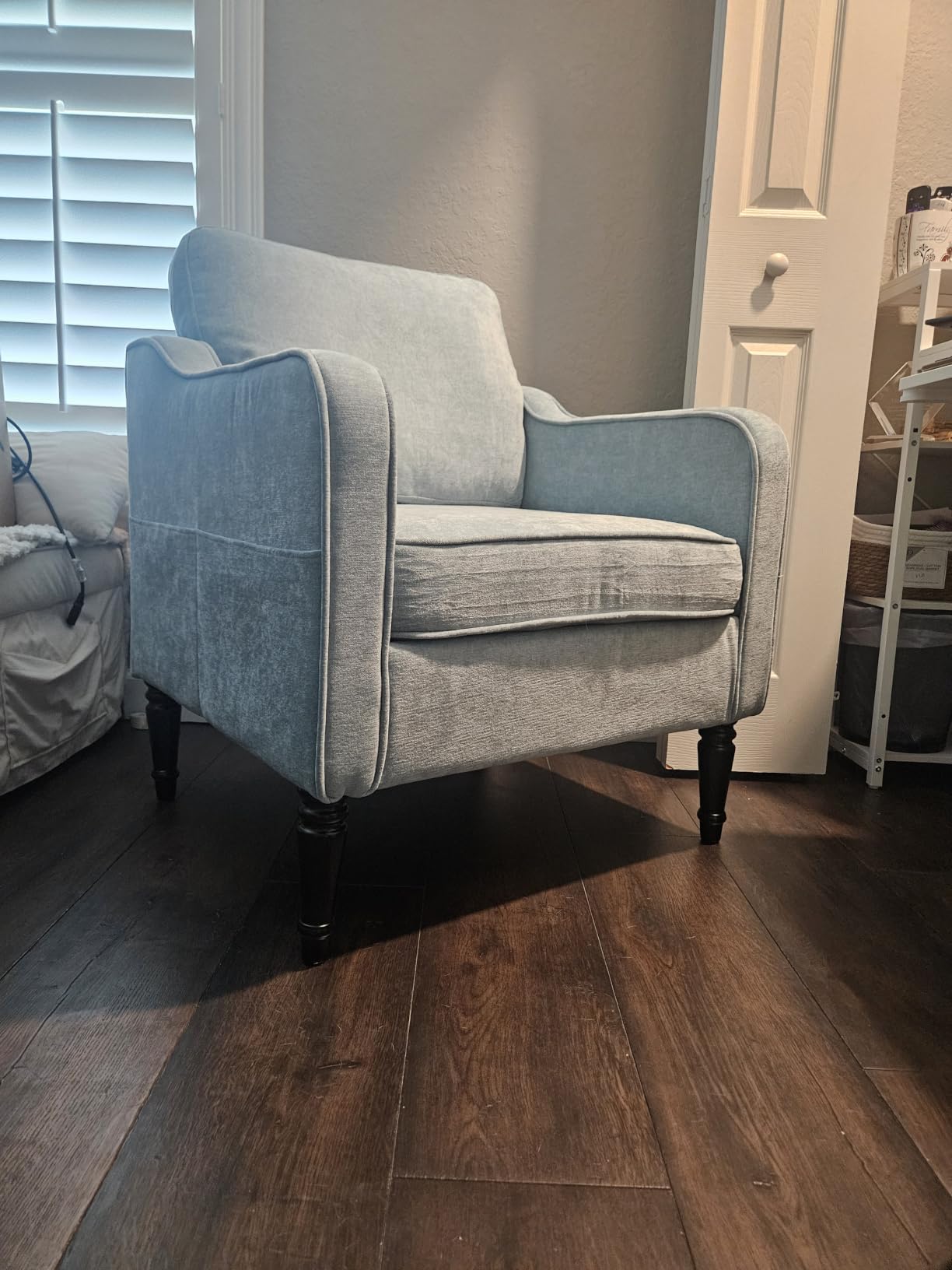 Accent Chair for Living Room, Mid Century Modern Reading Chair for Bedroom, Upholstered Armchair with Side Pockets, Comfy Single Sofa Side Chair for Office, Apartment, Small Room, Teal Green customer photo 2