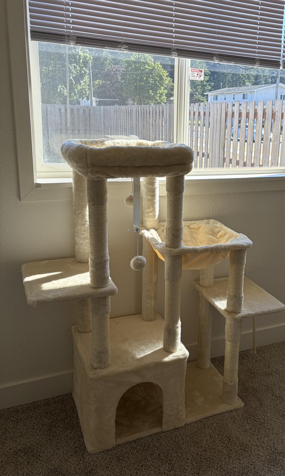 Heybly Cat Tree, 71-Inch Tall Cat Tower for Large Maine Coon Cats HCT037G with Extra-Large Baseboard, Multi-Level Platforms, 2 Hammocks and 12 Scratching Posts customer photo 2