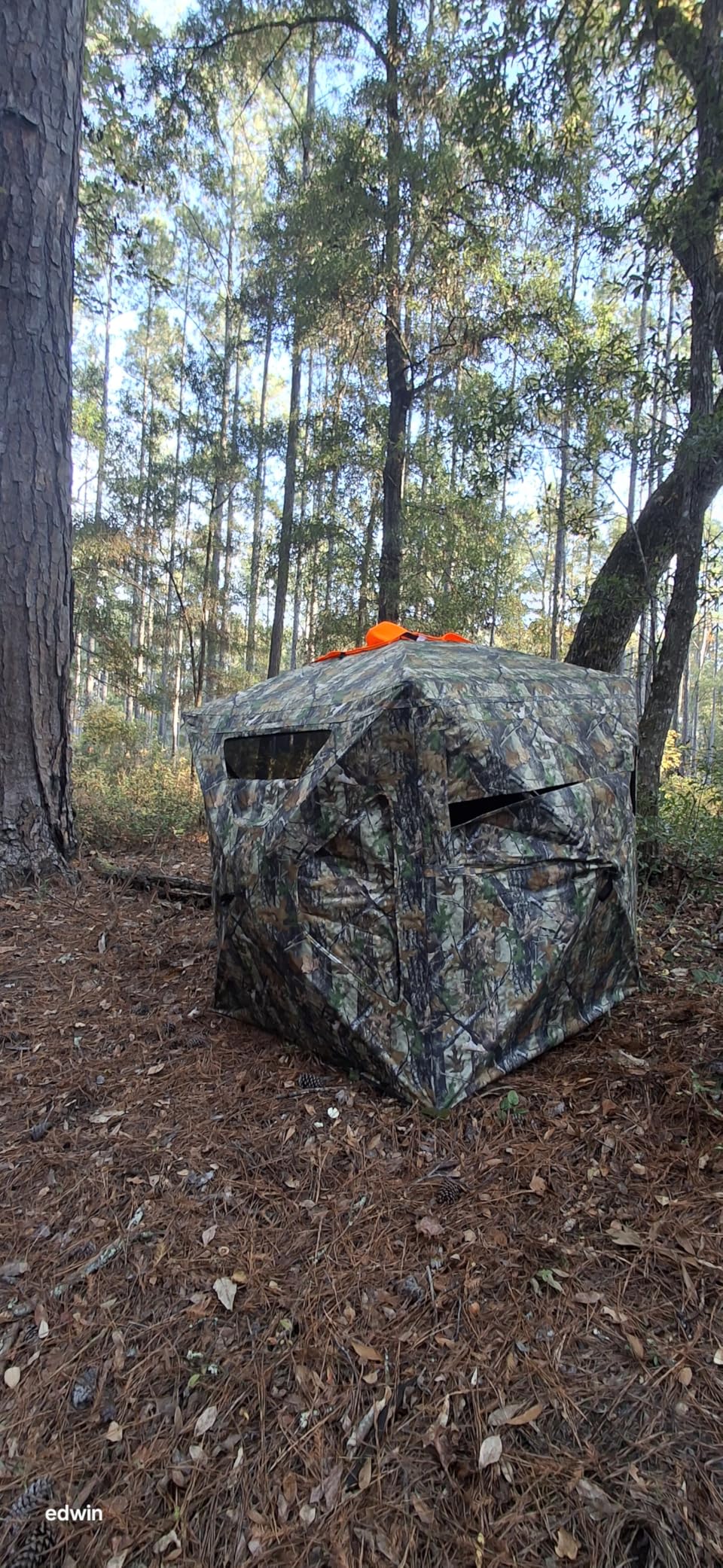 TIDEWE Hunting Blind 270 Degree Full See Through with Windproof Curtain Silent Magnetic Door and Sliding Windows Pop Up Ground Blind with Carrying Bag 300D Portable Tent Switchable Full and Half View Pop Up Deer Blind 3 Trapezoid Windows Silent Magnetic Door Bow Hunter Friendly 300D Fabric customer photo 1