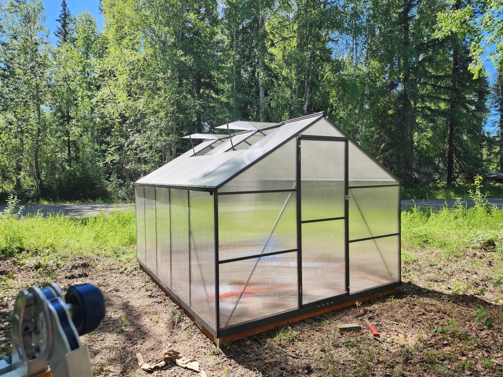 6 x 4 FT Polycarbonate Greenhouse with Roof Vent, Charcoal Black | Heavy-duty aluminum frame with UV-resistant panels, a roof vent and quick assembly for reliable year-round plant growing customer photo 1