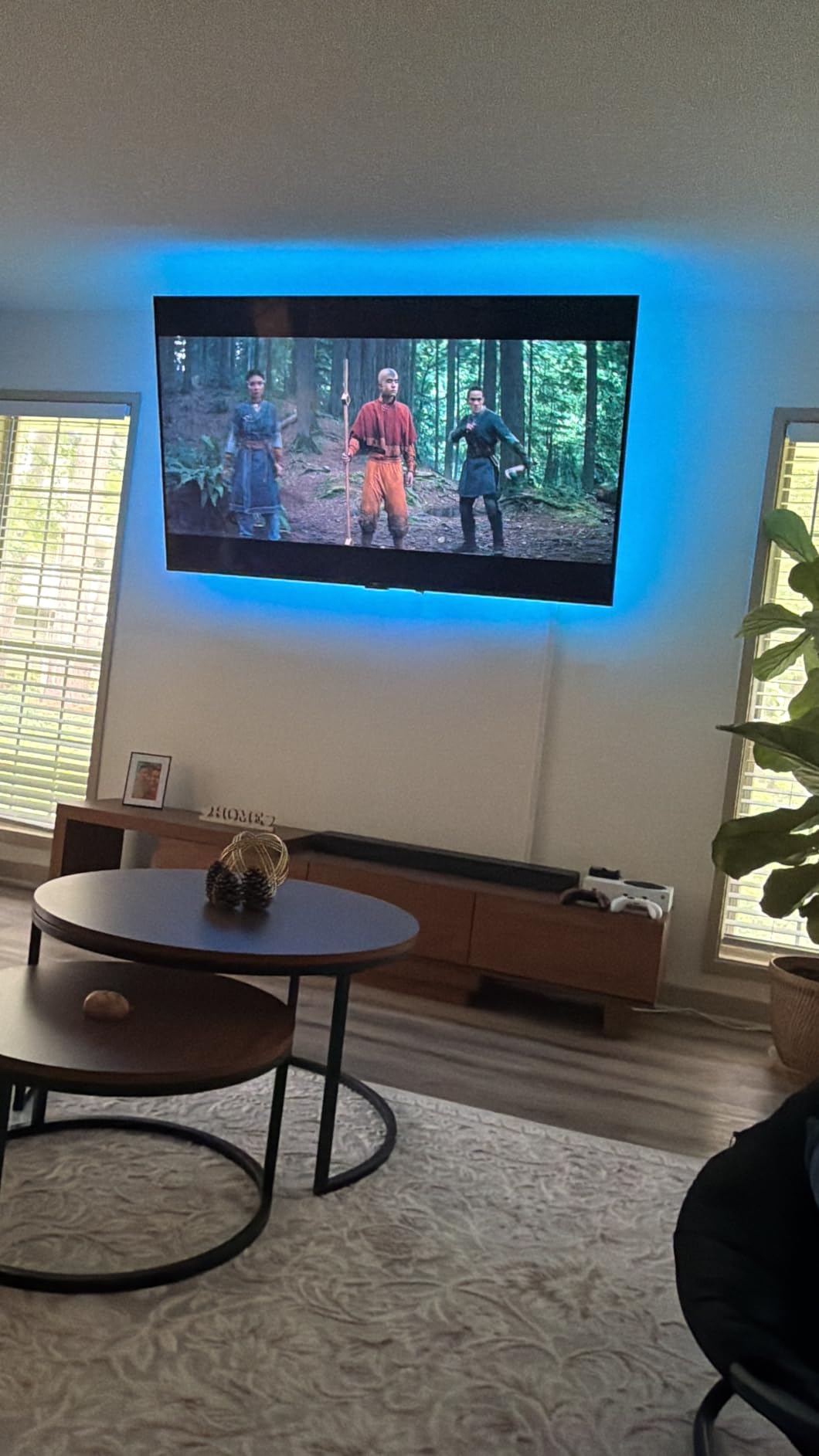 Extendable TV Stand for 65-100 Inches TVs - Walnut Entertainment Console with 3 Drawers & 1 Storage Compartment, Adjustable Length 68.5''-98.4'' customer photo 1