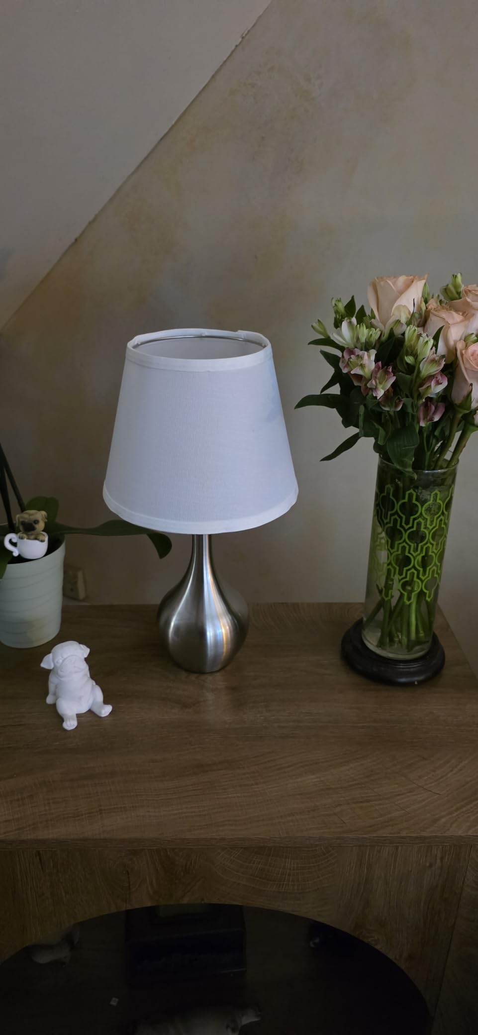 Seealle Touch Table Lamp for Bedroom, 3-Way Dimmable Small Bedside Lamps for Night Stands with Wires, Wood-Paint Desk Lamp for Kids Room, Office, Living Room, End Table(LED Bulb Included) customer photo 2