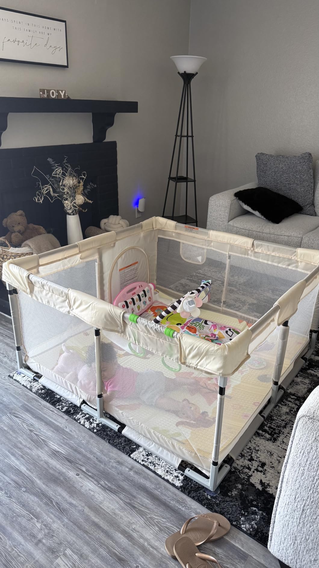 Uanlauo Beige Small Baby Playpen - 47x47in Playpen for Babies and Toddlers, Safe Indoor Play Pen, Baby Pen with Storage Bag and Breathable Mesh customer photo 1