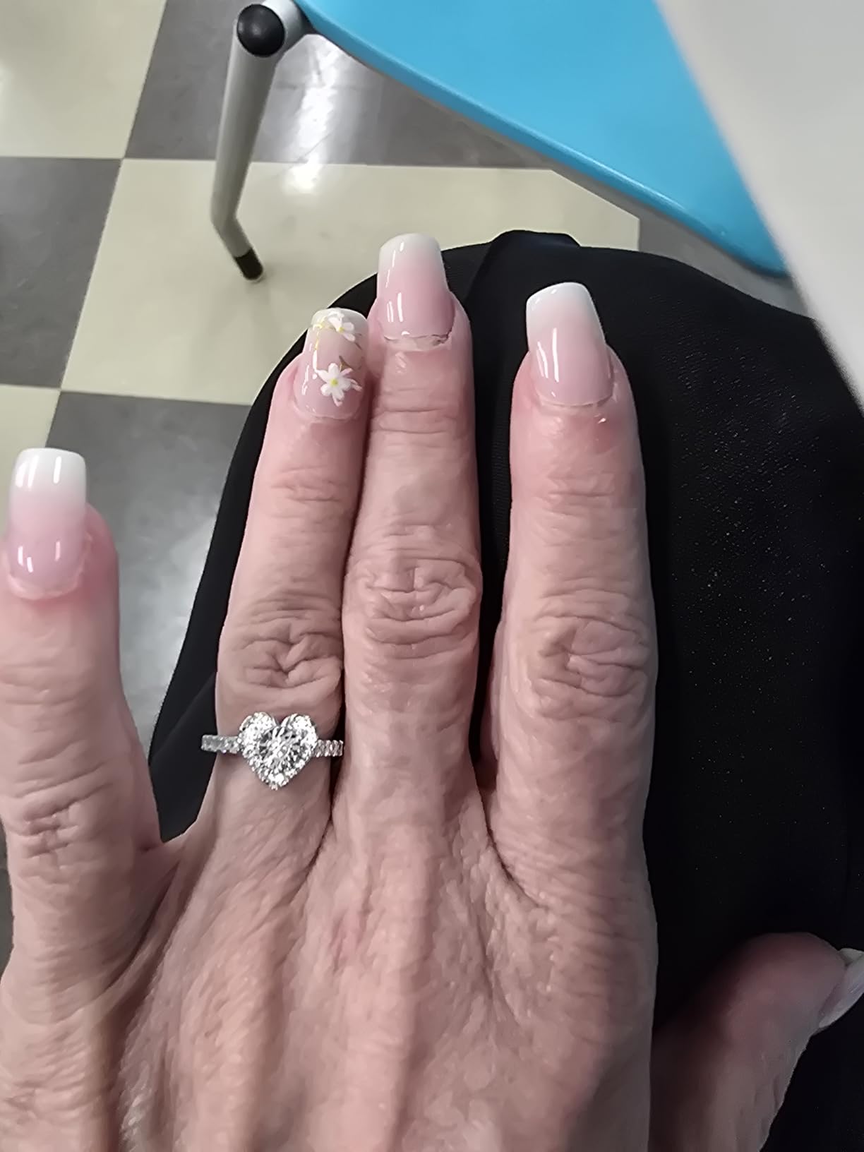 Sterling Silver Halo Lab Grown Diamond Engagement Ring, Pave Band customer photo 1