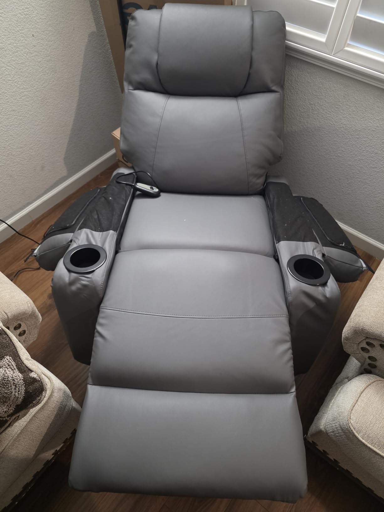 Vogue Furniture Direct Power Lift Recliner Chair for Elderly with Heat & Massage, 160 Degree Electric PU Leather Recliner with Remote, Stand Assist, Cup Holders & Side Pockets for Living Room (Brown) customer photo 1