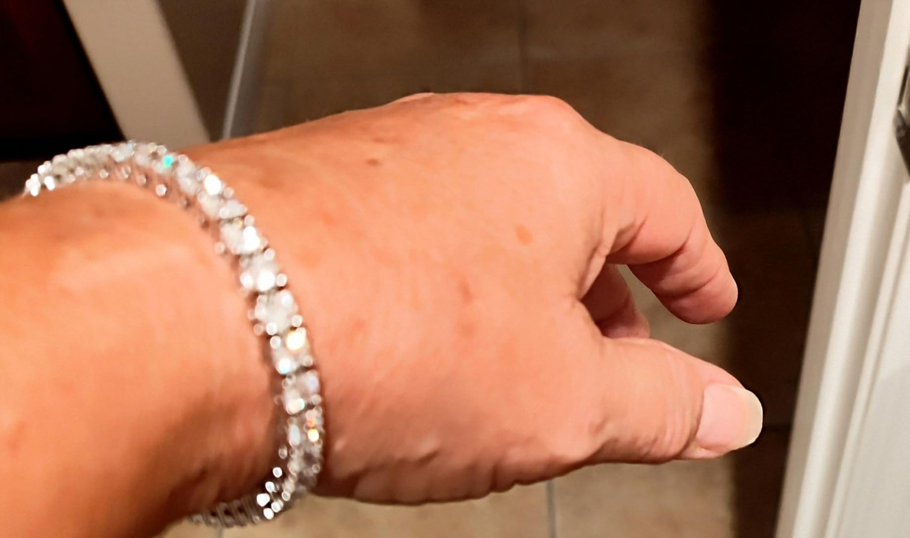 BUMBLEBEE Handmade Tennis Bracelet for Women | White Gold Plated, Italian 5A Cubic Zirconia, Hypoallergenic, Adjustable 6-7.5 Inch Jewelry Gift Anniversary, Birthday customer photo 1