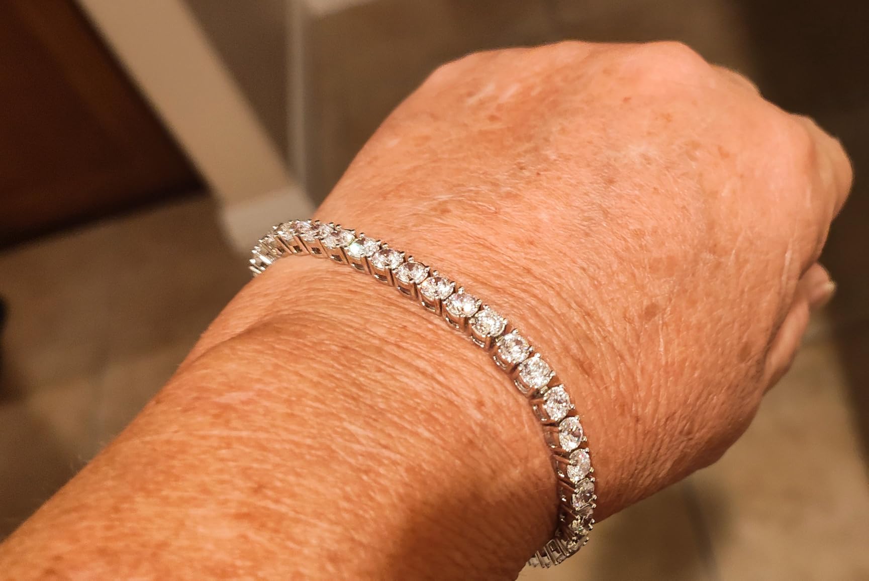 BUMBLEBEE Handmade Tennis Bracelet for Women | White Gold Plated, Italian 5A Cubic Zirconia, Hypoallergenic, Adjustable 6-7.5 Inch Jewelry Gift Anniversary, Birthday customer photo 2
