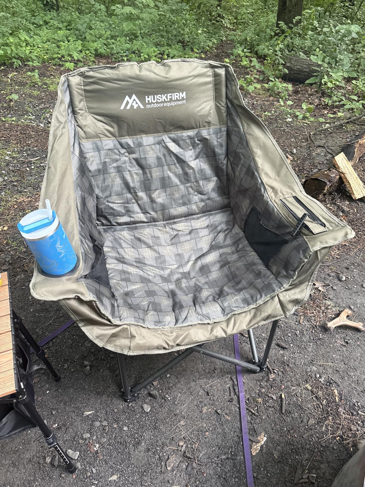 Huskfirm Oversized Camping Chair, Padded Camping Chairs Support 450LBS, Heavy-Duty Foldable Camping Chairs with Cup Holder and Cooler Bag Portable Lawn Chair for Sports customer photo 2