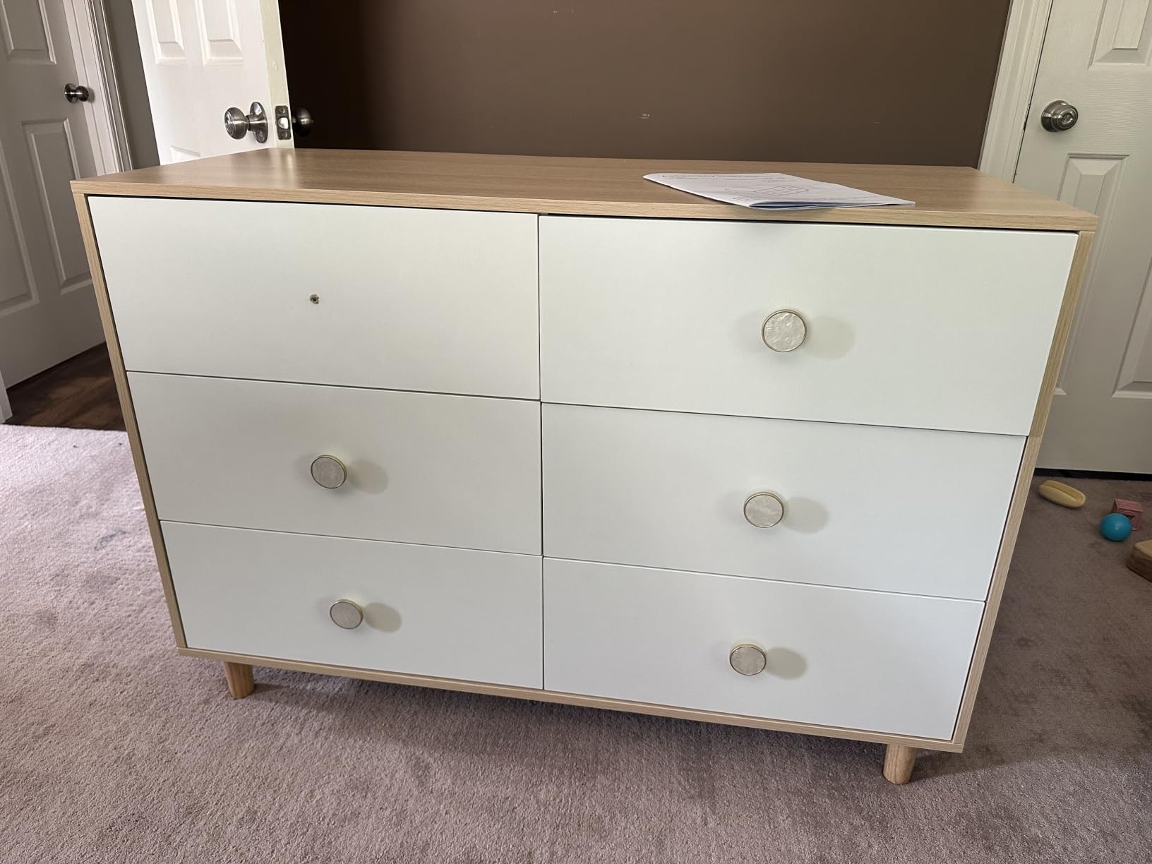 White Dresser for Bedroom, 6 Drawer Dressers with Solid Wood Legs, Baby Dresser for Kids, Storage for Clothes and Baby Essentials customer photo 2
