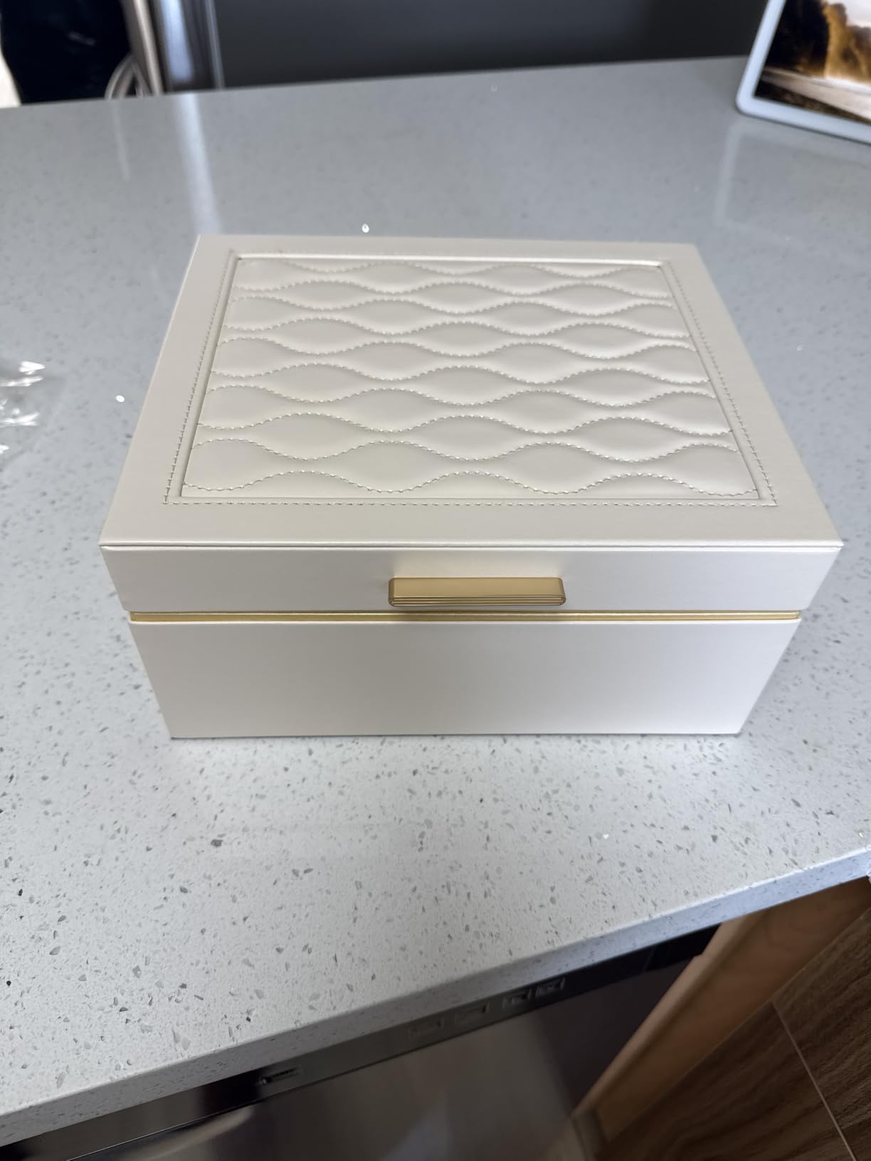 Lolalet Jewelry Box Organizer for Women Girls, 2 Layer Jewelry Organizers and Storage for Necklace Earrings Rings Bracelets, Large Jewellery Holder Case Birthday Gifts -Cream customer photo 1