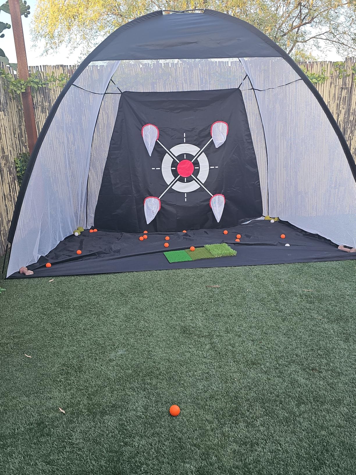 Golf Net with Practice Mat,Golf Hitting Aid Nets 10x7FT for Backyard Driving Chipping Training Swing,Gifts for Men Dad Him and Golfer customer photo 1
