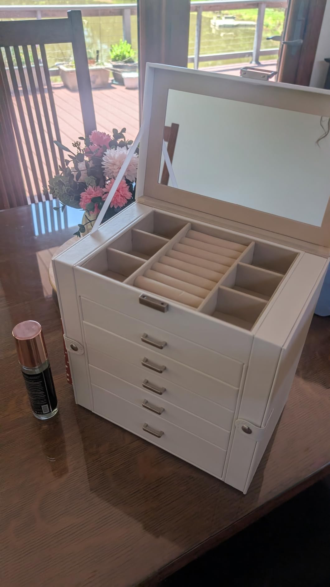 BOOVO Large Jewelry Box for Women 6 Layer | Jewelry Organizers and Storage with 5 Drawer and Side Doors & Necklace Hooks, Jewelry Boxes for Earrings, Bracelets customer photo 1