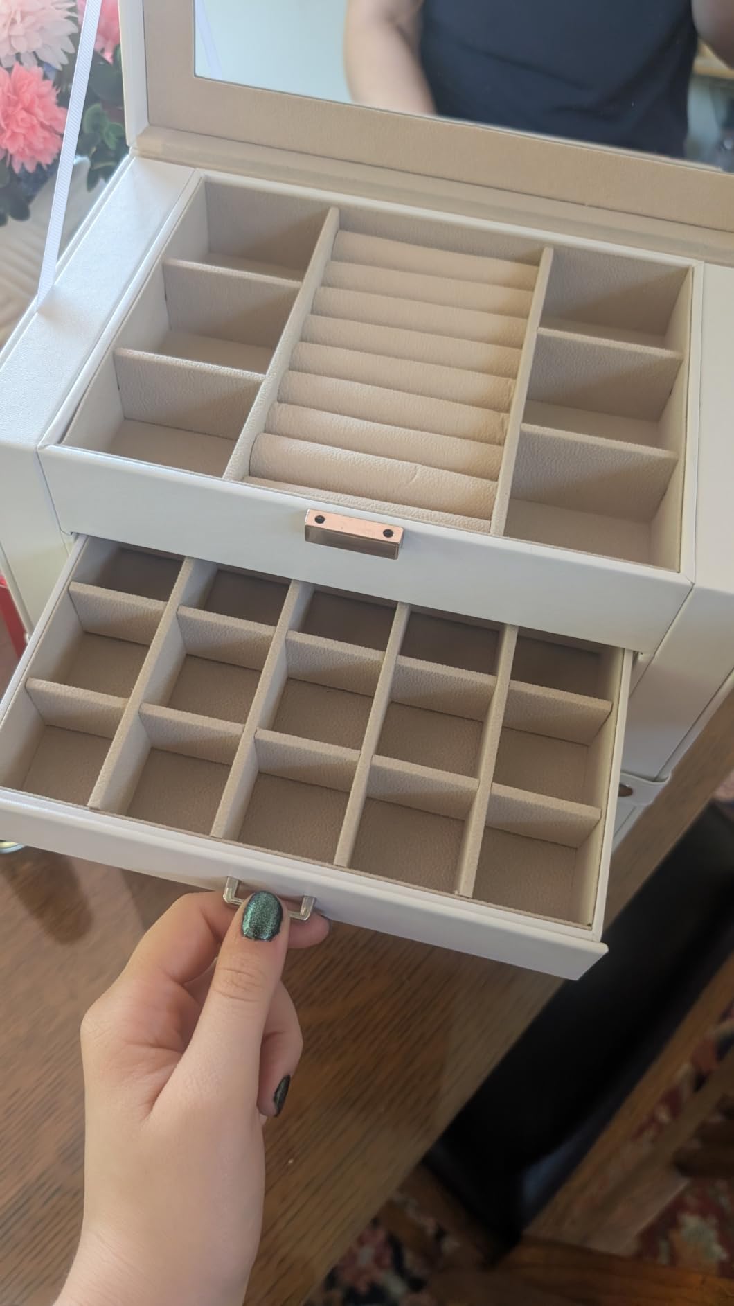 BOOVO Large Jewelry Box for Women 6 Layer | Jewelry Organizers and Storage with 5 Drawer and Side Doors & Necklace Hooks, Jewelry Boxes for Earrings, Bracelets customer photo 2