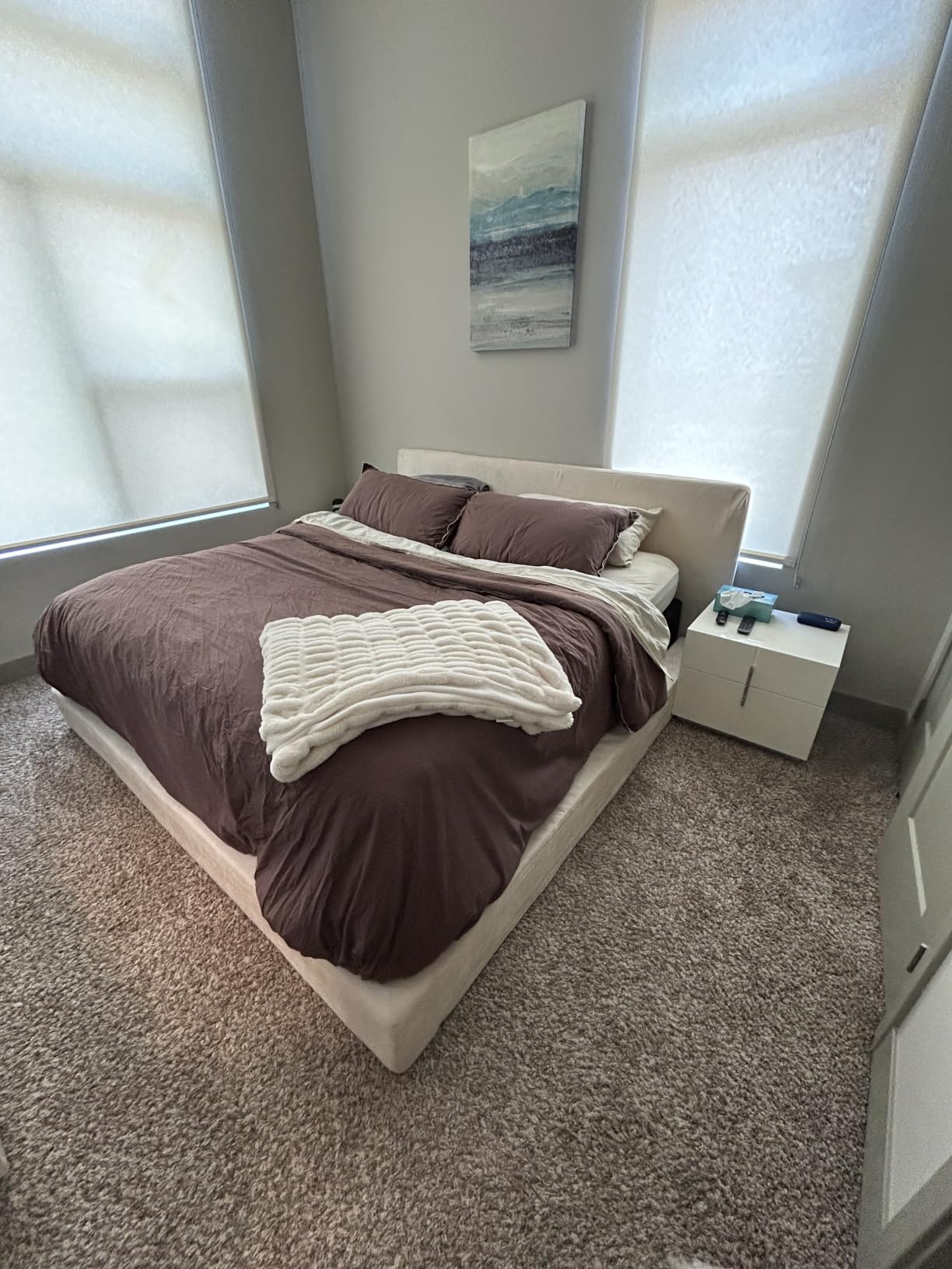 RECCI AirFrame Queen Bed Frame with Headboard, Cloud Upholstered Platform Bed Frame, 5 Inch Foam Cushioned, No Box Spring, Easy Assembly(Beige Chenille) customer photo 2