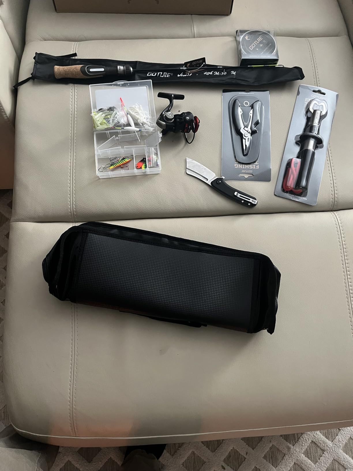 Goture Ice Fishing Rod and Reel Combo with Carry Bag, 24''Medium Spinning Ice Fishing Pole, 58Pcs Jigs & Lures with Storage Box, Line, Fish Gripper, Pliers and Tools for Trout Bass Walleye customer photo 2