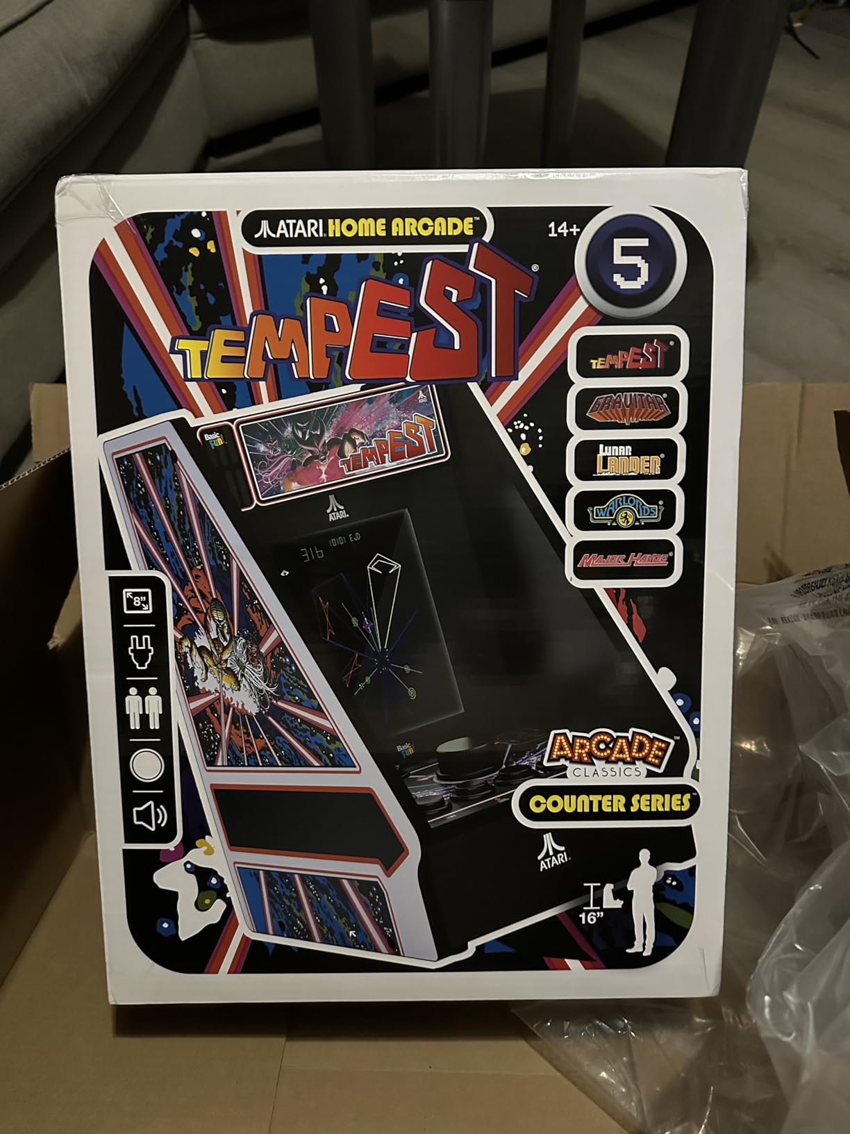 Arcade Classics - Atari Tempest Counter Series Game Machine, 5 Games, 8
