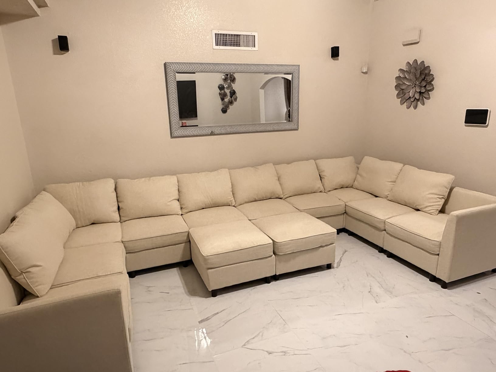 HONBAY Modular Sectional Sleeper Sofa Green Couch L Shaped Sectional Sofa with Storage, Convertible Couches for Living Room customer photo 2