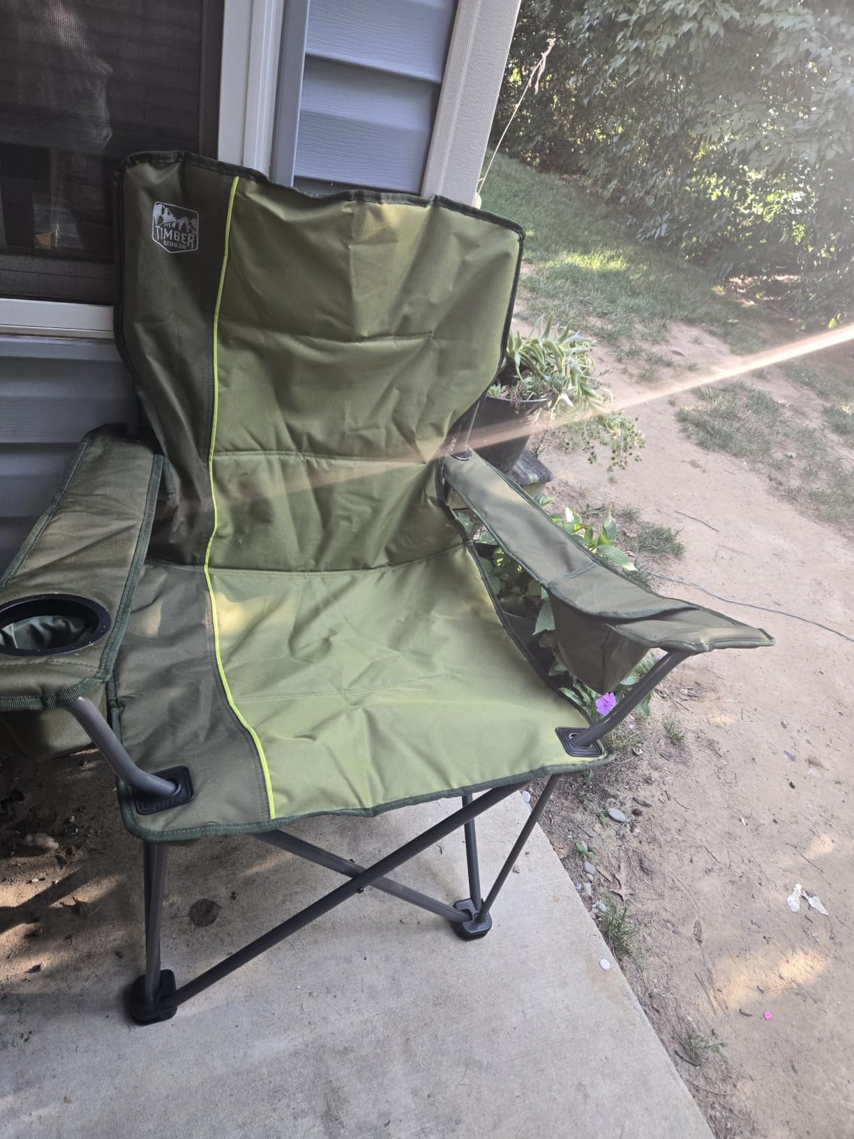 Timber Ridge 550 LBS Oversized Folding Camping Chair for Adults | Heavy Duty with Cup Holder Side Pocket for Camping, Lawn, Picnic, Grey customer photo 1
