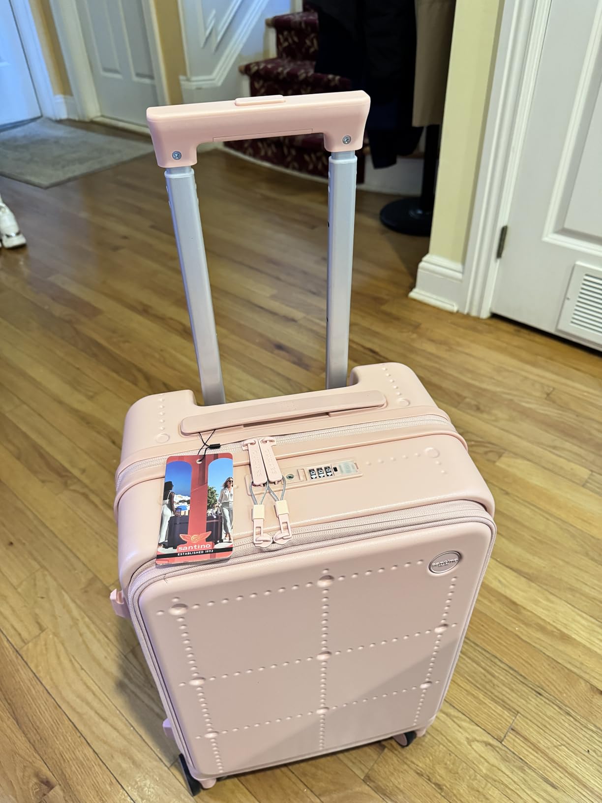 Santino Carry On Luggage 22x14x9 Airline Approved 20 Inch baggage pc Hard Shell Suitcase with Spinner Wheels TSA Lock with USB Port and Cup Holder and phone holder Top Opening Suitcase customer photo 1