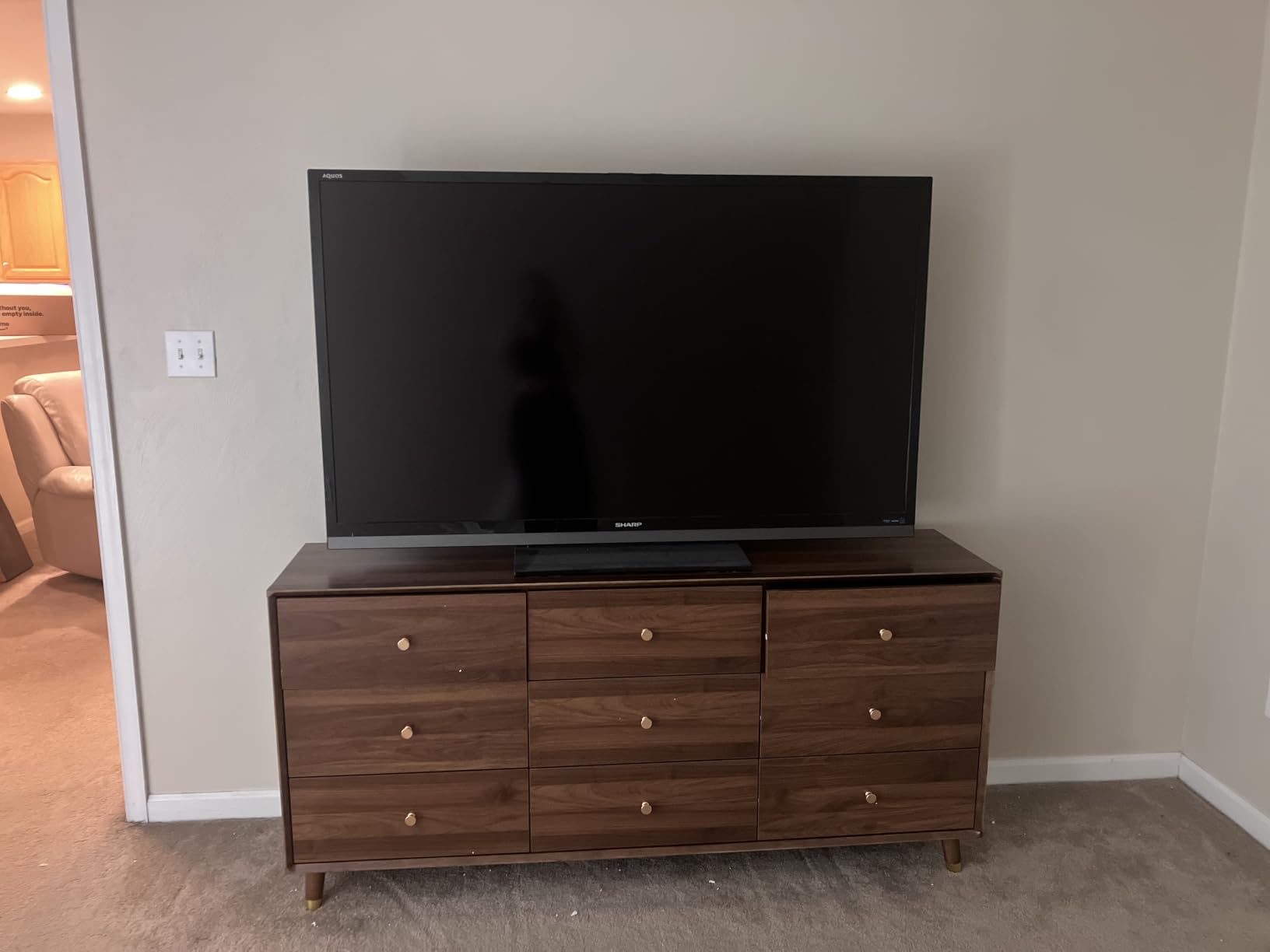 Messenya Dresser for Bedroom, 55 Inch 6 Drawer Wooden Chest of Drawers | FSC Certified Mid Century Modern Walnut Finish Wooden Dresser with Tapered Legs, Easy Assembly, Clearance for Robot Vacuum customer photo 1