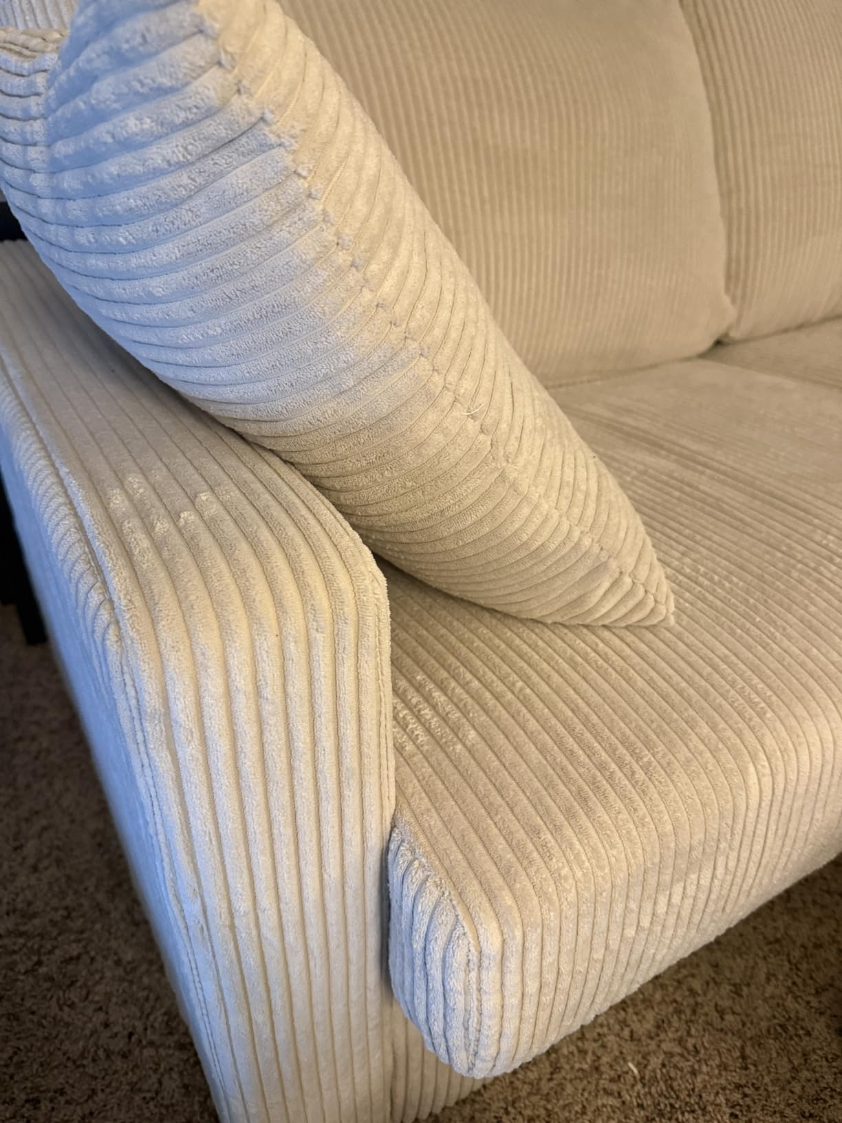 87in Corduroy Couch, Kidirect Sofa No Tool Assembly, Comfy Couches for Living Room 21in Deeper Seats, Corduroy Sofas for Living Room with 2 Pillows, Oversized Loveseat Sofa, Boho Love Seat Green Couch customer photo 1