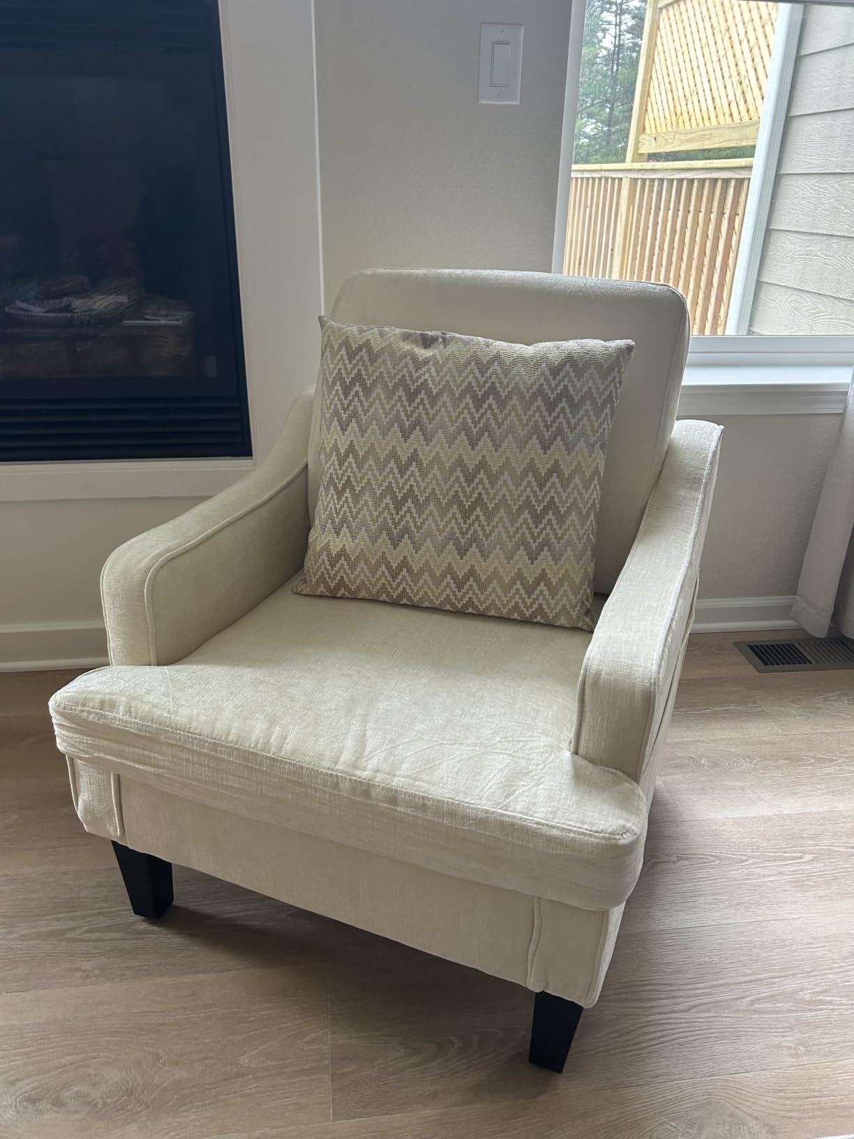 Accent Chair for Living Room,Mid-Century Arm Chair Chenille Fabric Living Room Chairs,Upholstered Reading Chair for Bedroom,Single Sofa Chair with Wood Legs for Apartment (Brown) customer photo 1